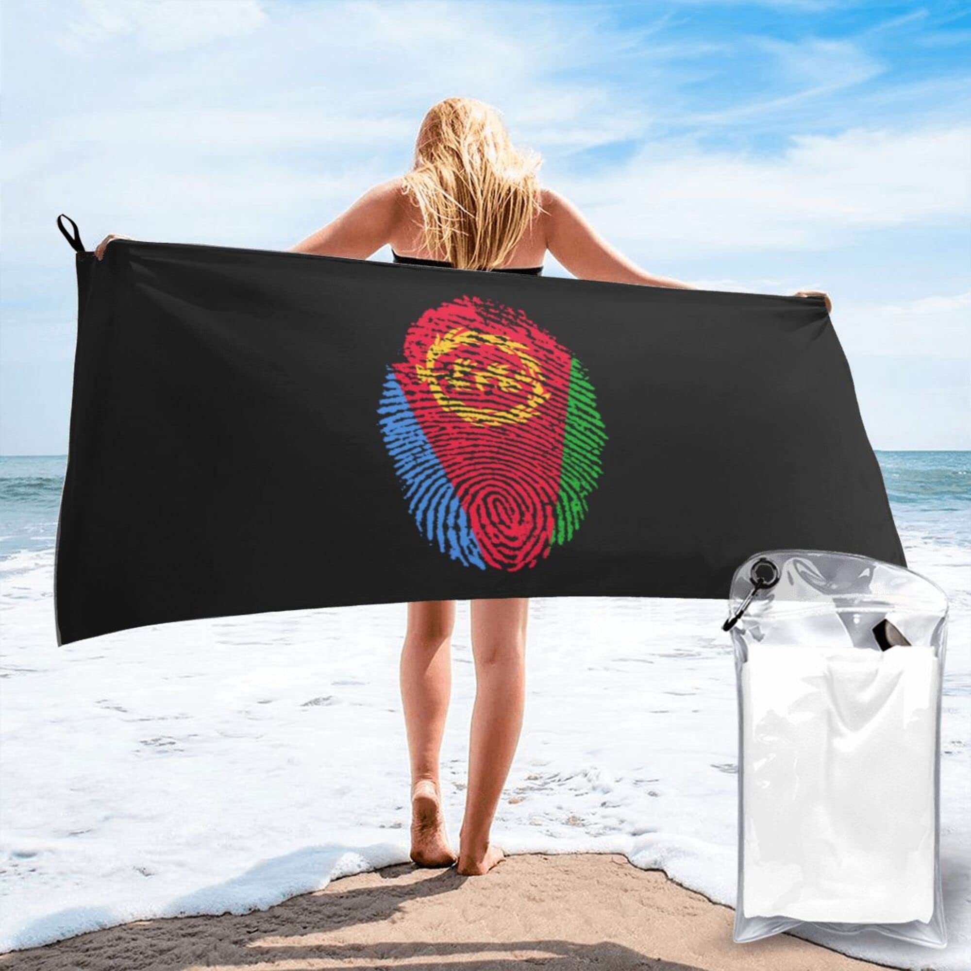 Lsjuee EritreaFingerprint Microfiber Beach Towel-Quick Dry Oversized Towels Blanket for Travel Pool Camping
