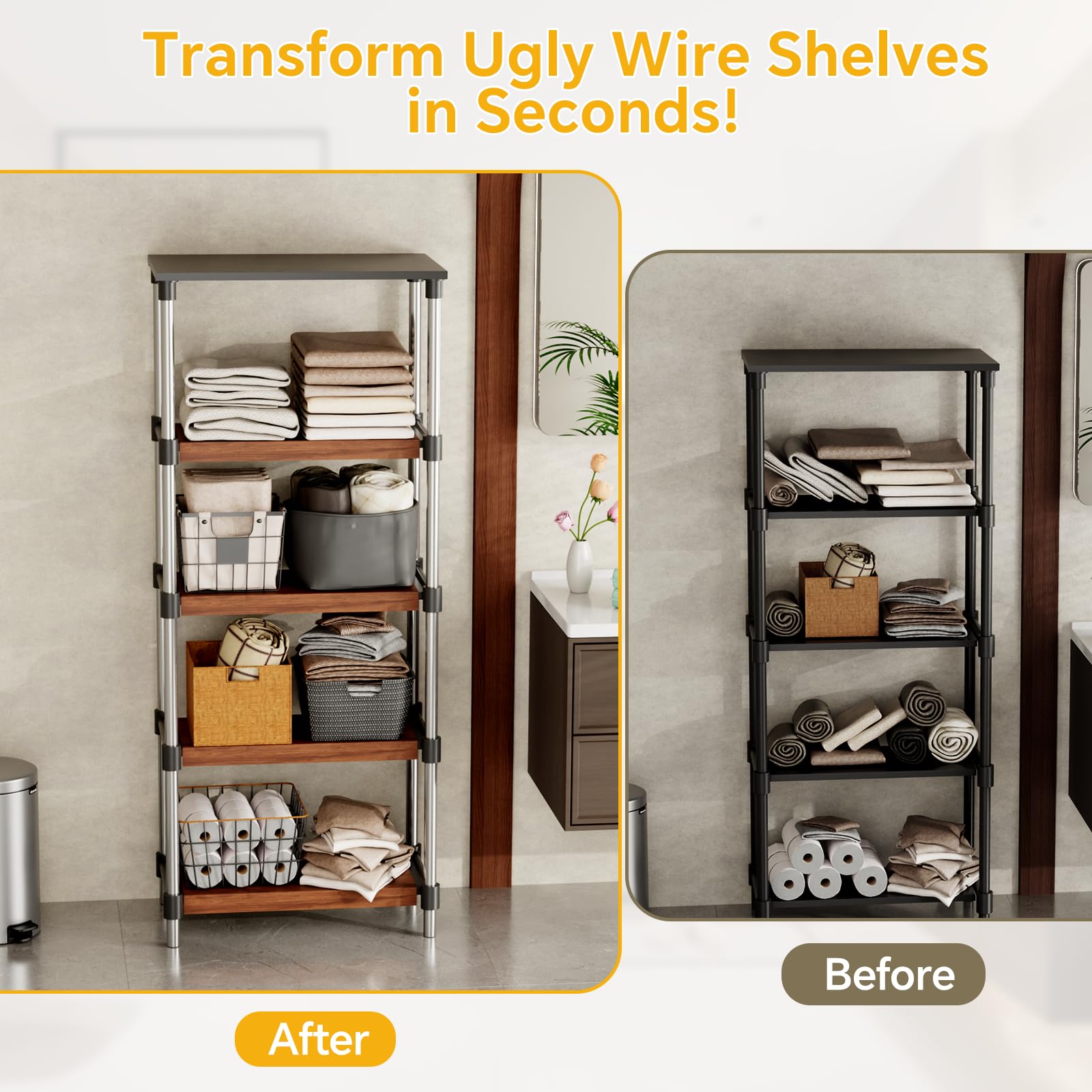 Rustic Wire Shelf Covers - Wood Grain Style -6 Rustic Wire Shelf Covers - Wood Grain Style -6