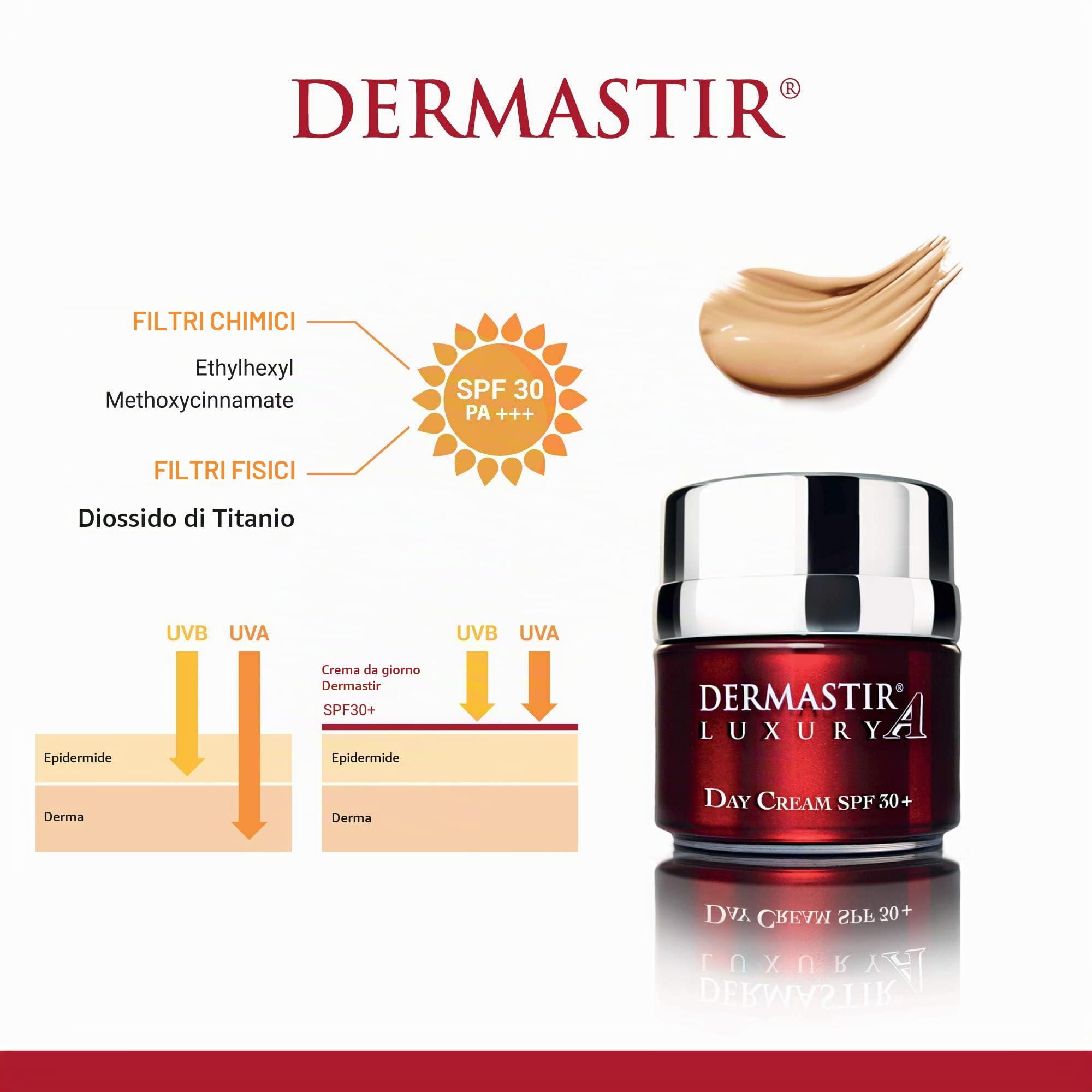 Dermastir Crema Giorno SPF 30+ versione colorata, anti-age, idrata e uniforma la pelle, 50ml