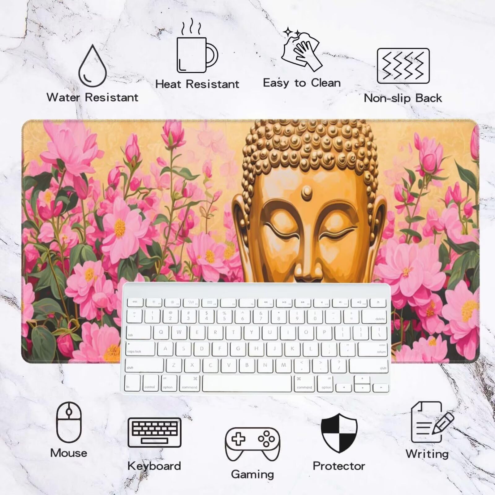 Alfombrilla Ratón Rosa Alfombrilla Ratón XXL 1600 x 800 mm, Tren Mouse Pad Gaming con Bordes Cosidos, Impermeable Mousepad Base de Goma Antideslizante Duradera, Mouse Pad para Oficina Accesorios Q358