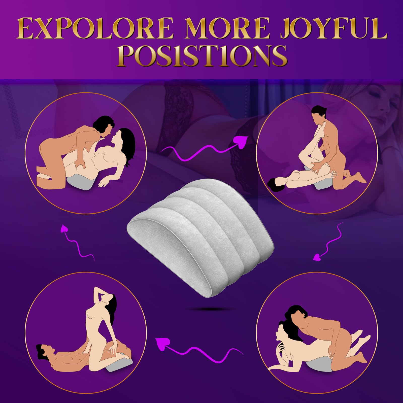 Gunwai Sex Pillow Couples Sex Toys, Sex Furniture for Bedroom Inflatable Lounge Chair Sofa Bedroom, Velvety Anti-Leak Valve Sexy Bed Things Cushion, Couple Female Adult Toys