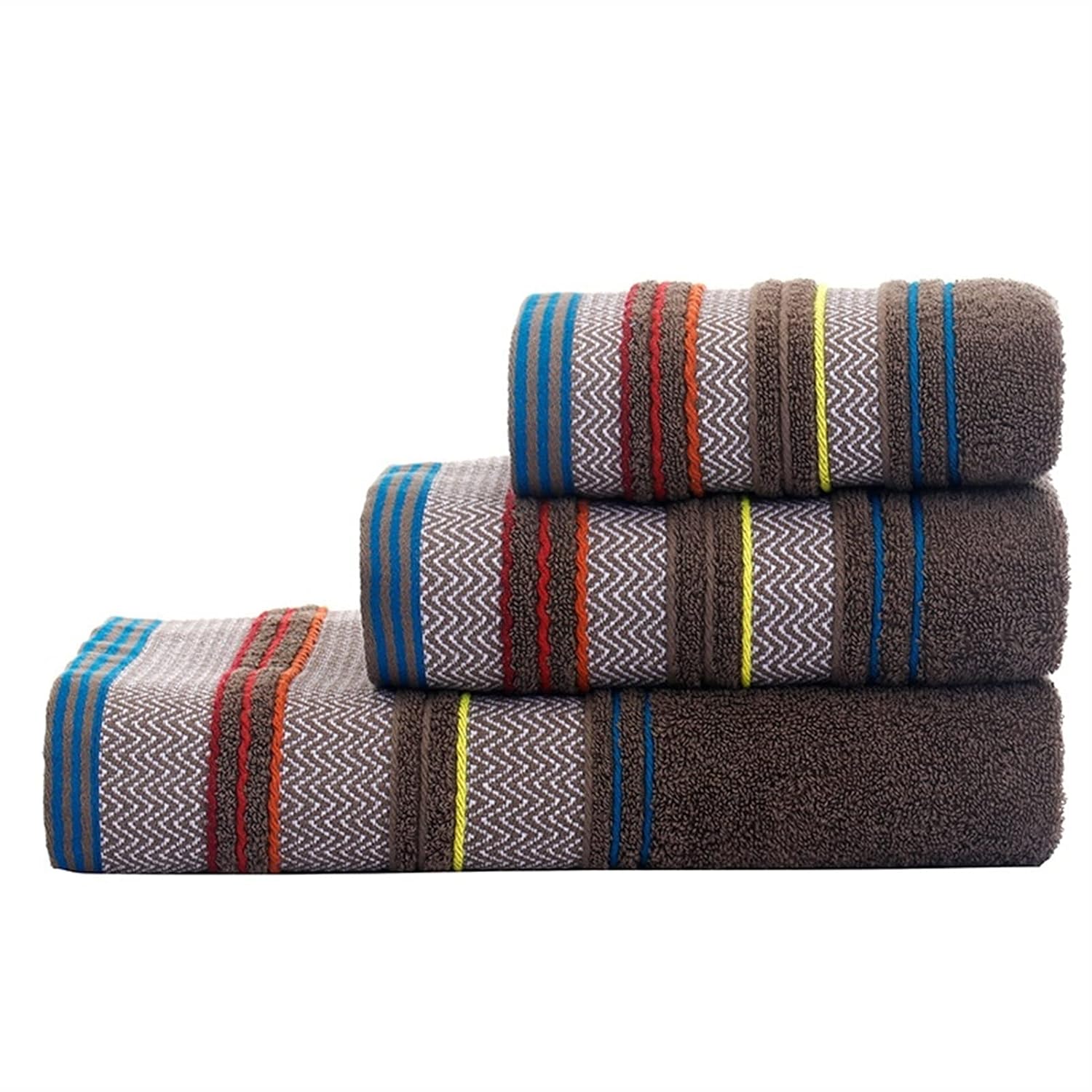 Stripe Printe Bath Towel Set 1 Large Bath Towels 1 Small Bath Towels 1 Hand Towels Soft Cotton