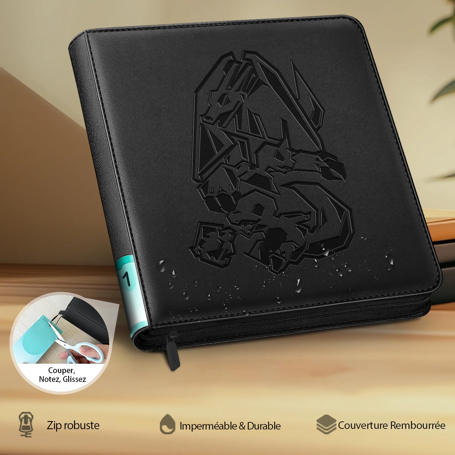 Classeur Grand Format 9 Pochettes pour 252 Toploaders avec Pochettes à Chargement Latéral pour Cartes de Collection en Toploader 3" x 4" (Noir)