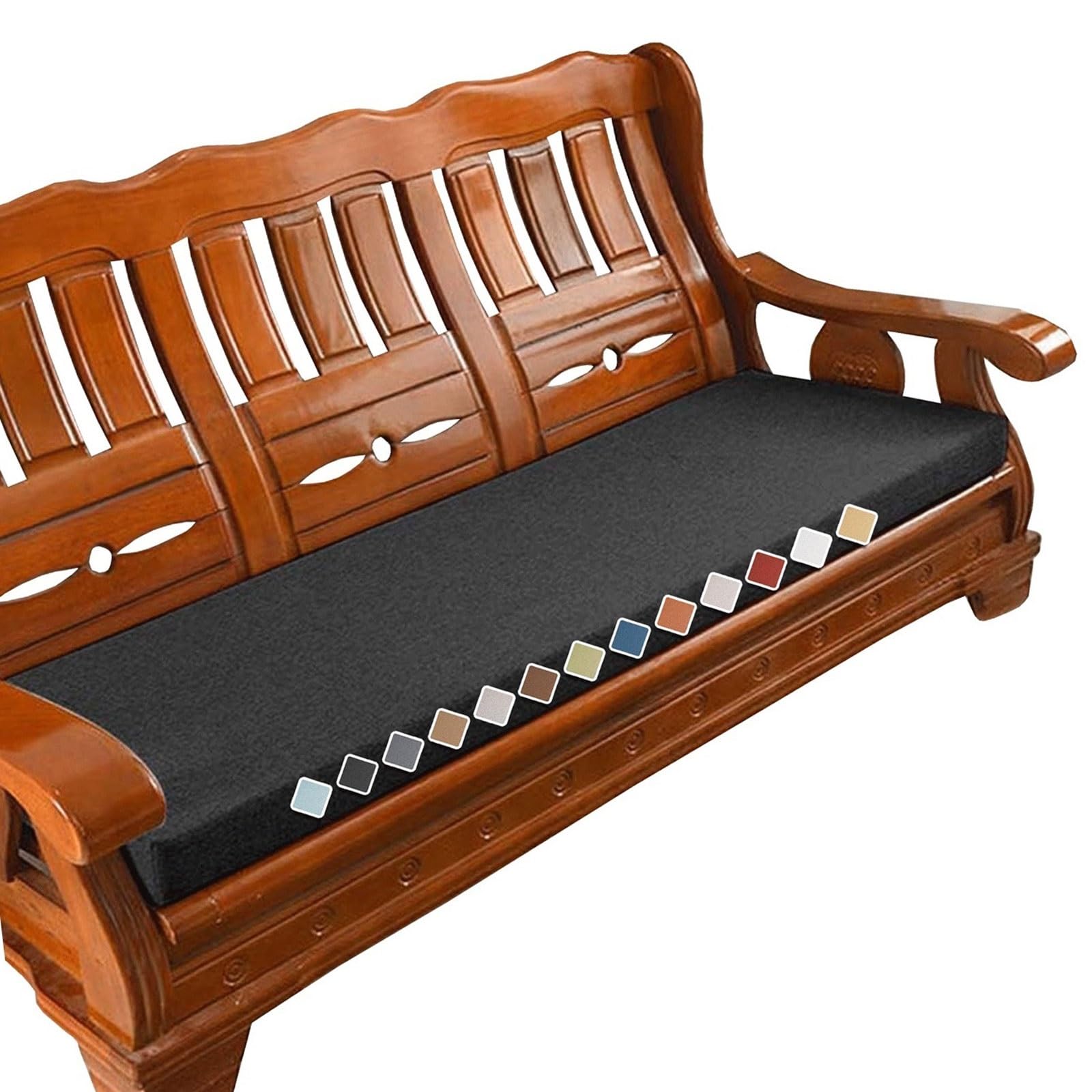 Versatile Indoor/Outdoor Bench Cushion - 150cm/120cm/100cm/90cm x 40cm/35cm/50cm - 2/3 seater Non-Slip Seat Pad for Bay Windows,Garden Patio,Long Chairs,Swings & Porch Furniture(Black,110x35x5cm) โ image 1