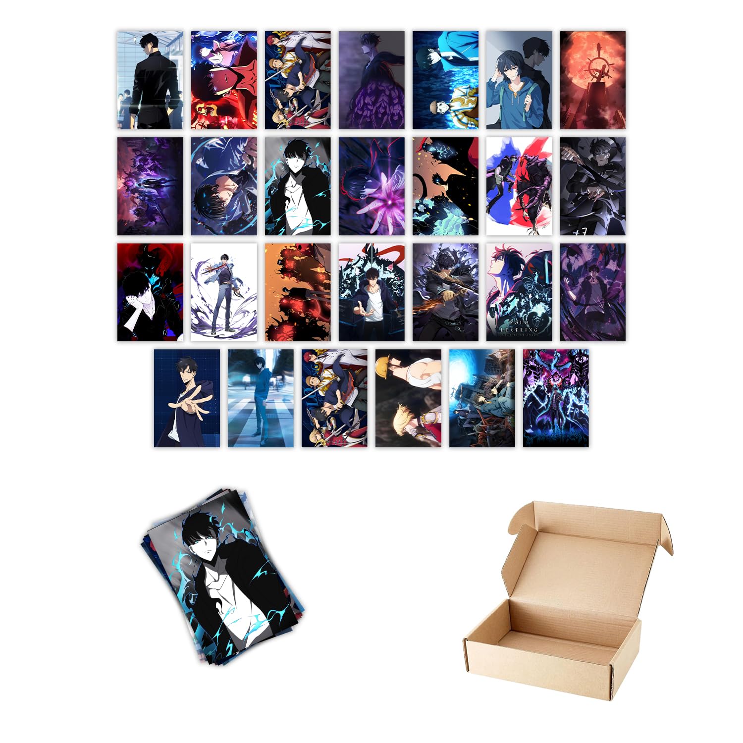 INDOART NET - Solo Leveling Anime Aesthetic Wall Collage Kit Posters, Pack of 27, Each Card Size - 4x6 Inch, Anime Wall Art for Bedroom, Office, Living Room, Dorm Room Decoration 1