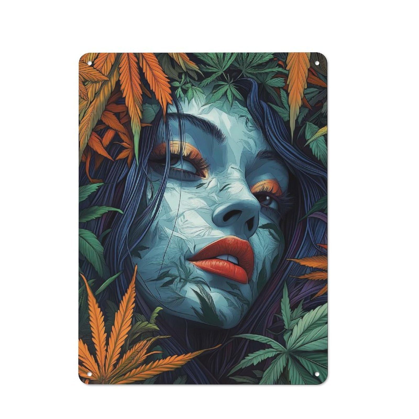 Junmoney Woman In Leaves Vintage Metal Sign 40X30cm For Studio Or Craft Room, For Collectors Decorating Studios And Craft Rooms