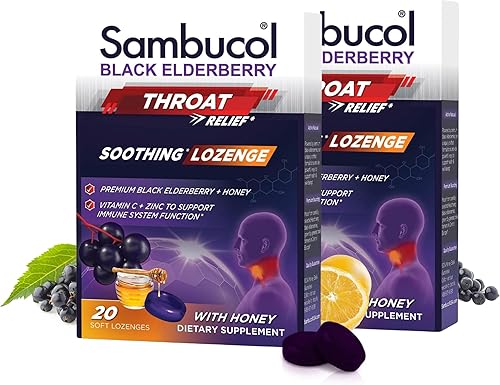 Miniatura 10 de Sambucol Pastillas negras para la garganta de saúco, gotas para la tos de saúco para adultos, pastillas de zinc de saúco para la garganta, pastillas