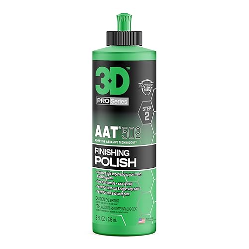 3D AAT 502 Pulidor de acabado – 8 onzas – Paso 2 Body Shop Esmalte de acabado – Sin hologramas ni rellenos – Acabado superior – Bajo polvo, fácil