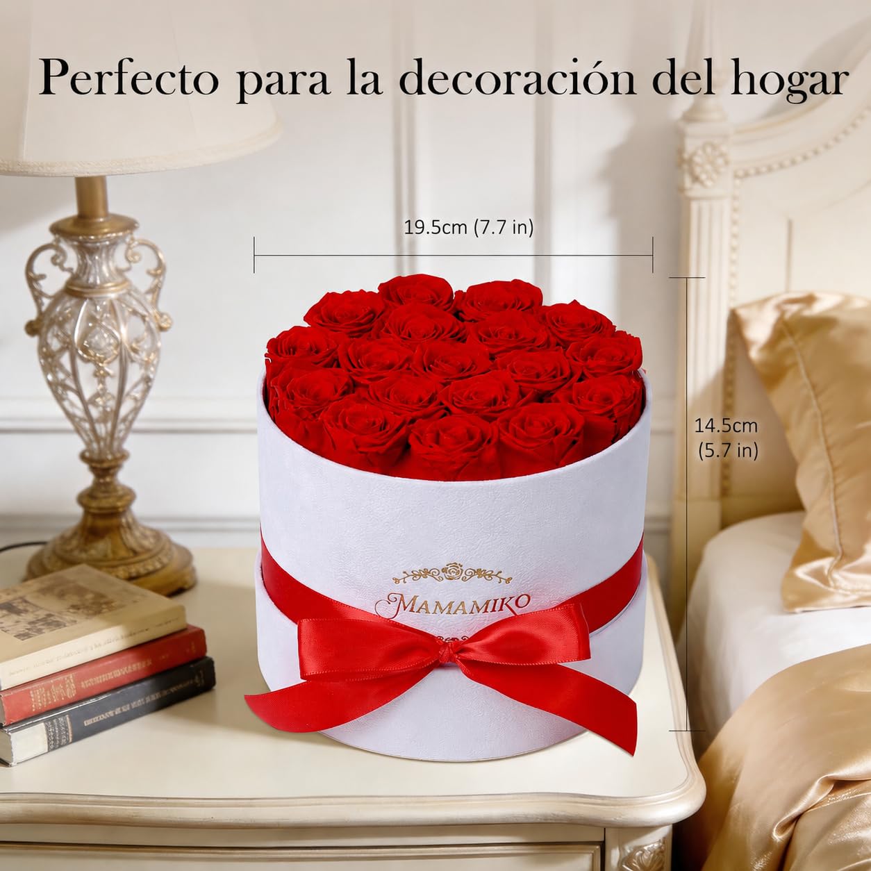 18 Rosas Eternas Rojas en Caja de Rosas, Flor Preservada, Regalo Mujer | Regalo de rosas eternas para mujer, novia o esposa en San Valentín, aniversario, cumpleaños o Día de la Madre