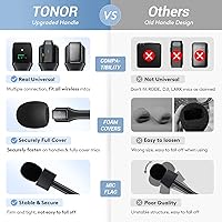 Vista 3 de TONOR Paquete de 2 adaptadores de mano para micrófono de entrevista, soporte de micrófono inalámbrico para Lavalier, compatible con Rode, DJI y All