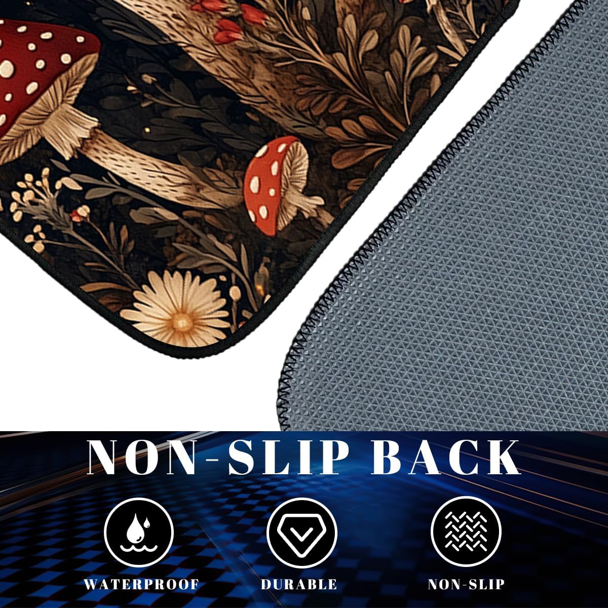 Mushroom Car Floor Mats Set of 4 Red Moon Star Night Wildflower Magic Automotive Foot Mats Rugs Carpet for Car Non-Slip Auto Car Accessories Universal Fit for Car SUV Truck Van