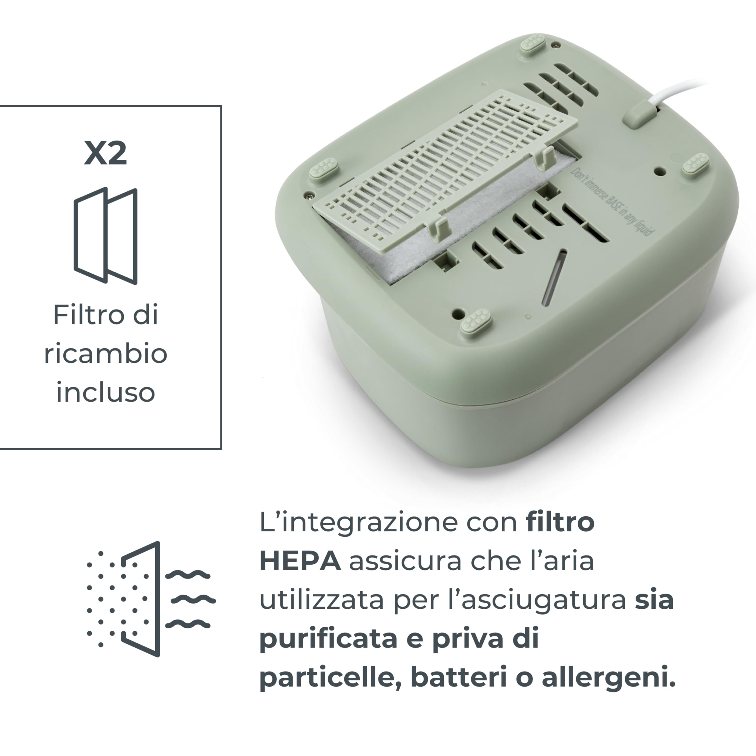 Nuvita 1088 SteriDry 2-in-1 Sterilizzatore e Asciugatore per Biberon - Sterilizzazione a Vapore 99,99%, Filtro HEPA per Asciugatura Purificata, Conservazione Sterile 72H, Grande Capacità, Timer