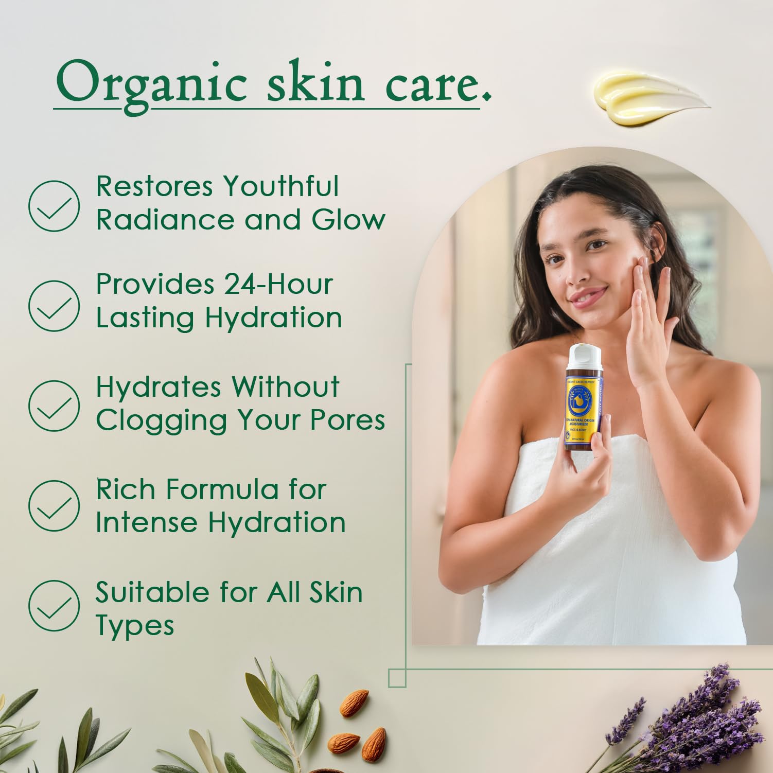 Ancient Greek Remedy Anti Aging Face Moisturizer for Women - Organic Face & Body Butter Cream for Dry Skin with Almond, Jojoba, Olive, Rosehip, Vitamin E & Lavender Oil. Natural Day & Night Cream