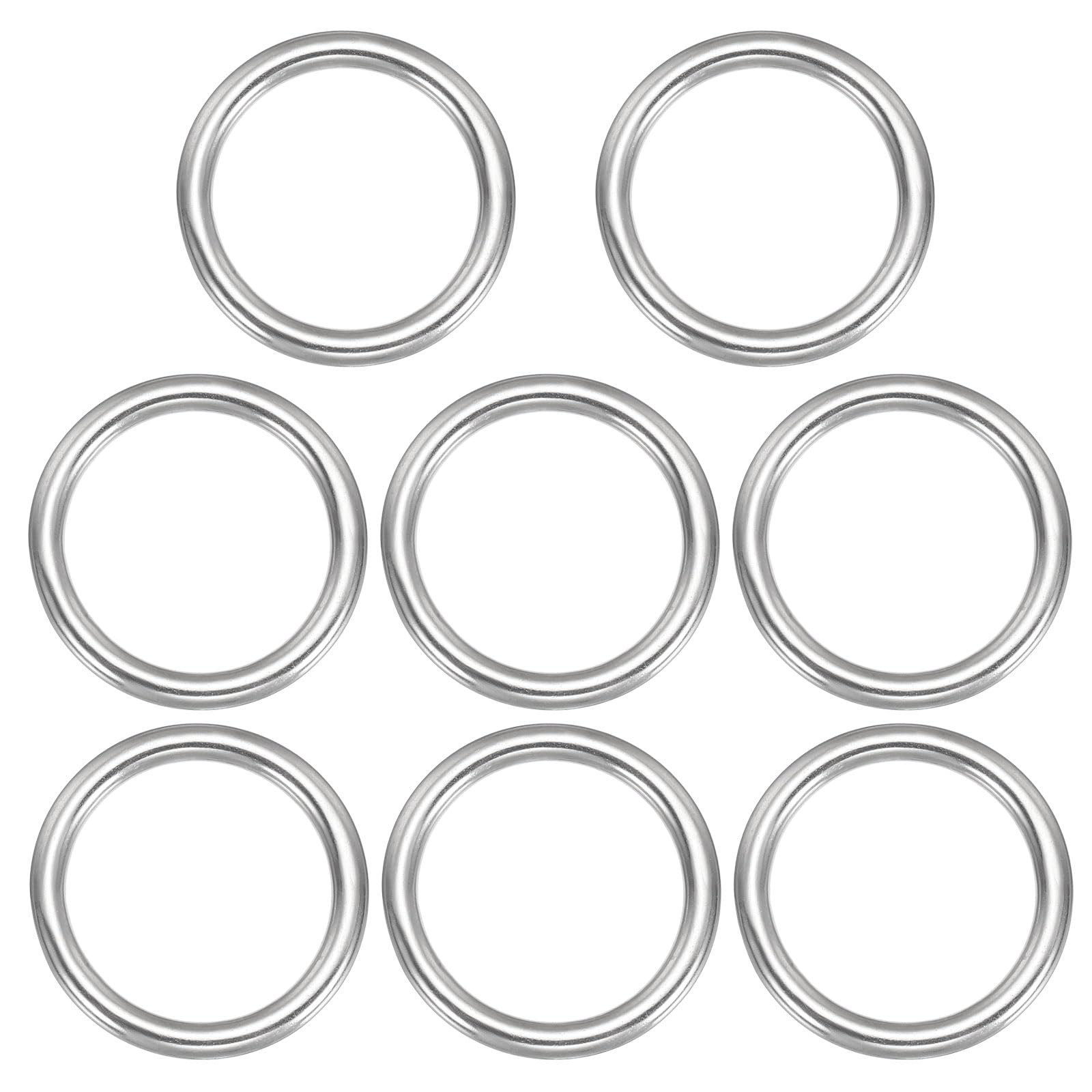 PATIKIL Metal O Ring, (40 x 52mm x 6mm, Silver) (8 Pcs), Marine Grade Solid Seamless Welded 316 Stainless Steel Multi-Purpose Round Rings, Suit for - Dog Leashes/Plant Hangers — image 1