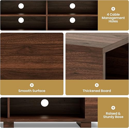 Miniatura 35 de Tangkula Soporte de TV de madera para pantalla plana de 65 pulgadas, moderno centro de entretenimiento con 8 estantes abiertos, armario de