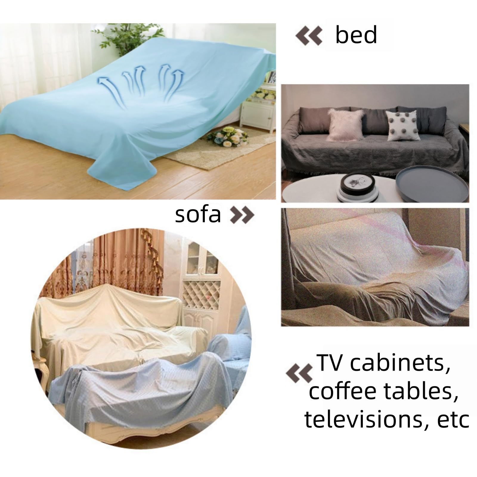 Telo protettivo antipolvere per mobili e letti, resistente ai raggi UV, per uso interno, di grandi dimensioni, 500 x 280 cm, telone blu per arredamento domestico