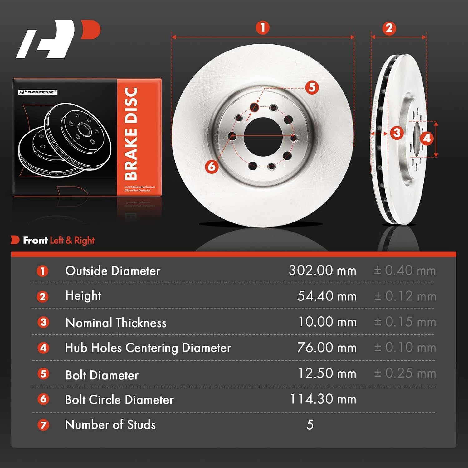 A-Premium 12.99 inch (330mm) Front Vented Disc Brake Rotors Compatible with Jeep, Dodge and Chrysler Models - Cherokee 2014-2023, Compass 2023, Hornet 2023, 200 2015-2017, 2-PC Set