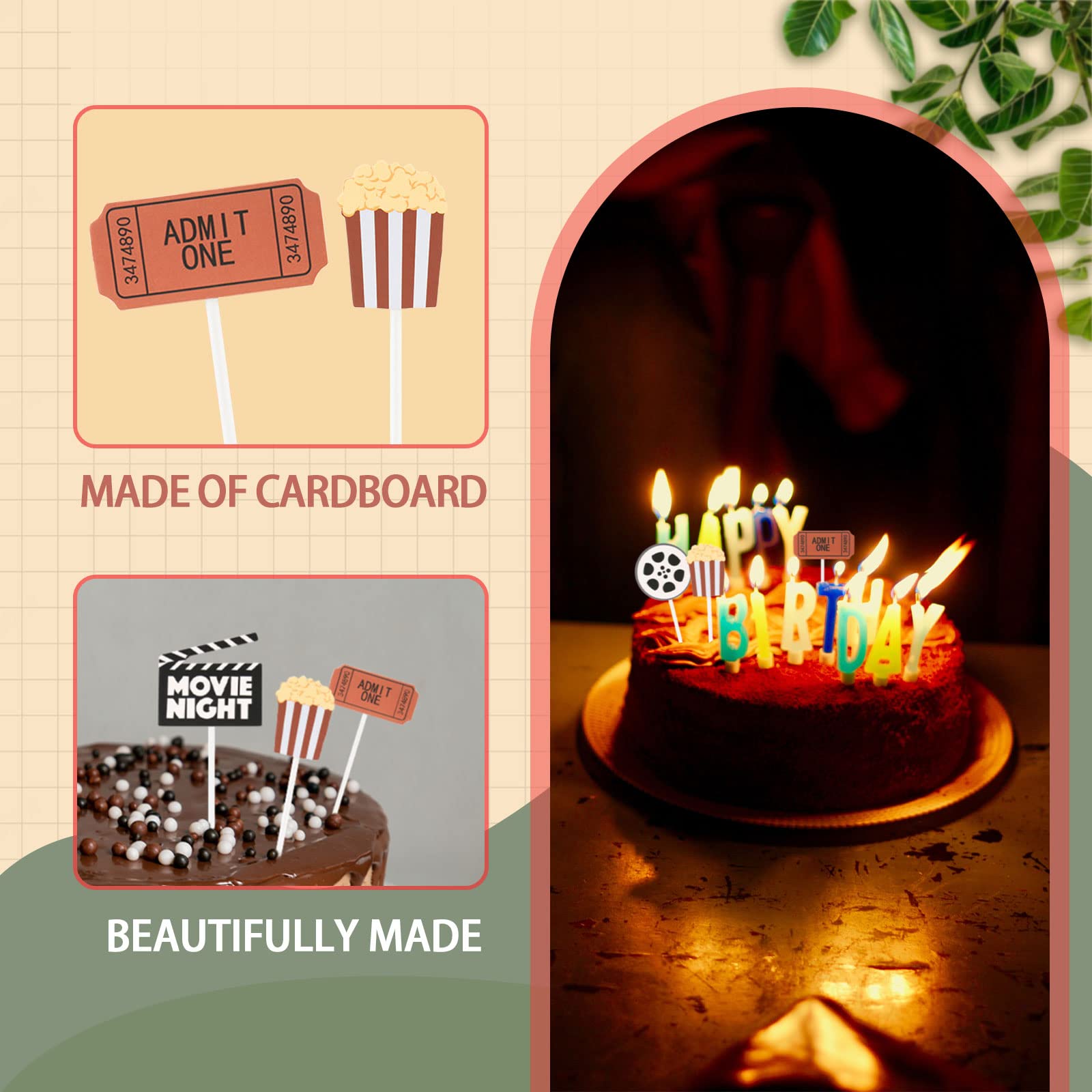 21-teiliges Film-Thema Tortendeko-Set – Cupcake-Topper Für Kino-Partys