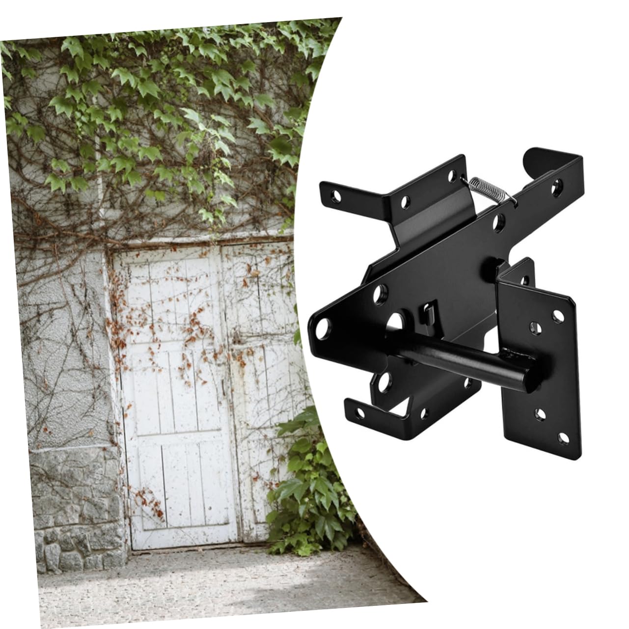 Loquet de Portail Autobloquant Noir pour Montage sur Poteau