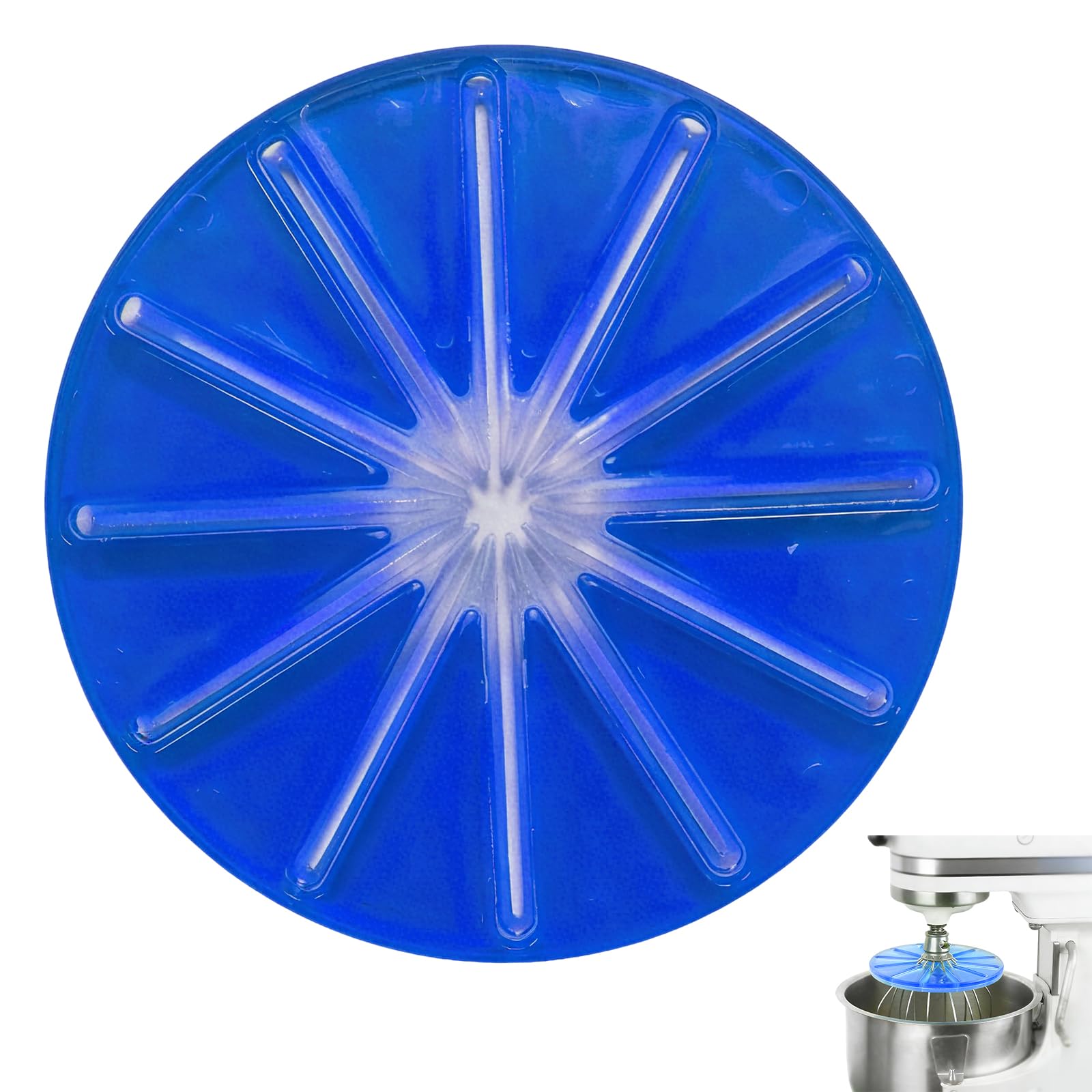 Stand Mixer Whisk Scraper, Anti-Splatter Silicone Baffle for 6-Wire Whisks, Mixing Bowl Wiper Attachment for Easy Cleaning, Multi-Purpose Kitchen Tool (Blue)