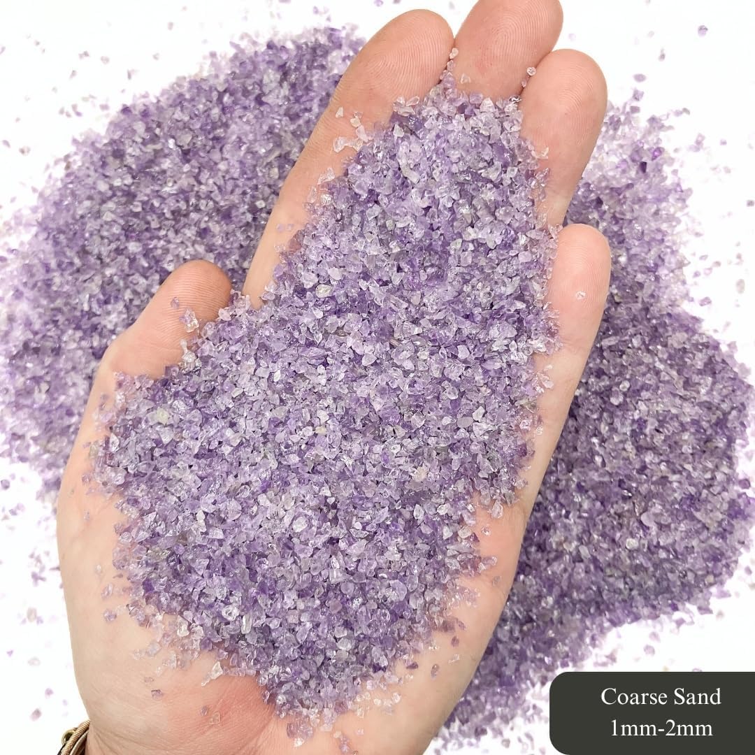 Maker’s Minerals Crushed Amethyst Coarse Sand (Grade A), 1mm-2mm, for Woodworking and Ring Inlay, Resin Crafts, Memorial & Sand Jewelry (2, Ounces)