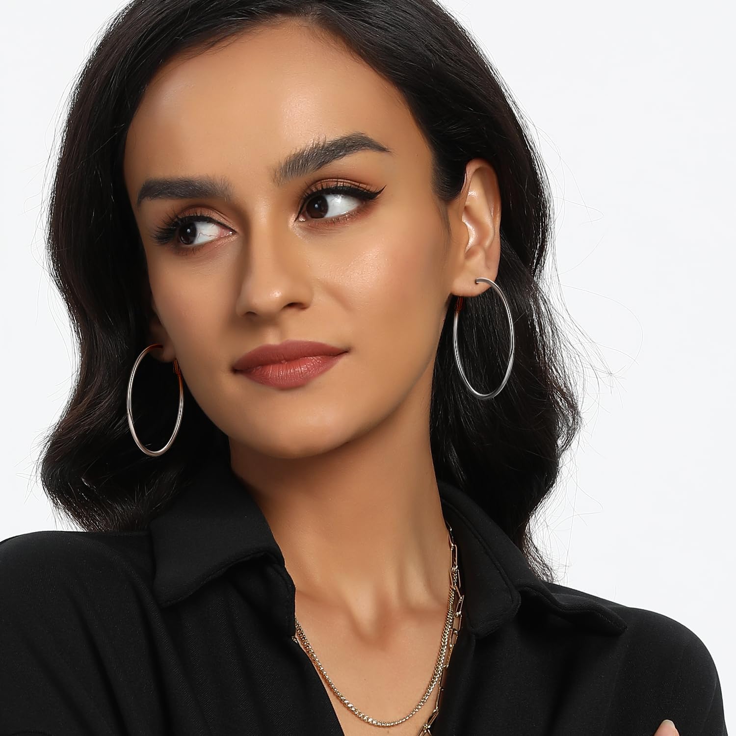 Stainless Steel Large Hoop Earrings,316L Lightwight Hoop Earrings Set for Women 3/4/5 Pairs 20-50mm - Image 2