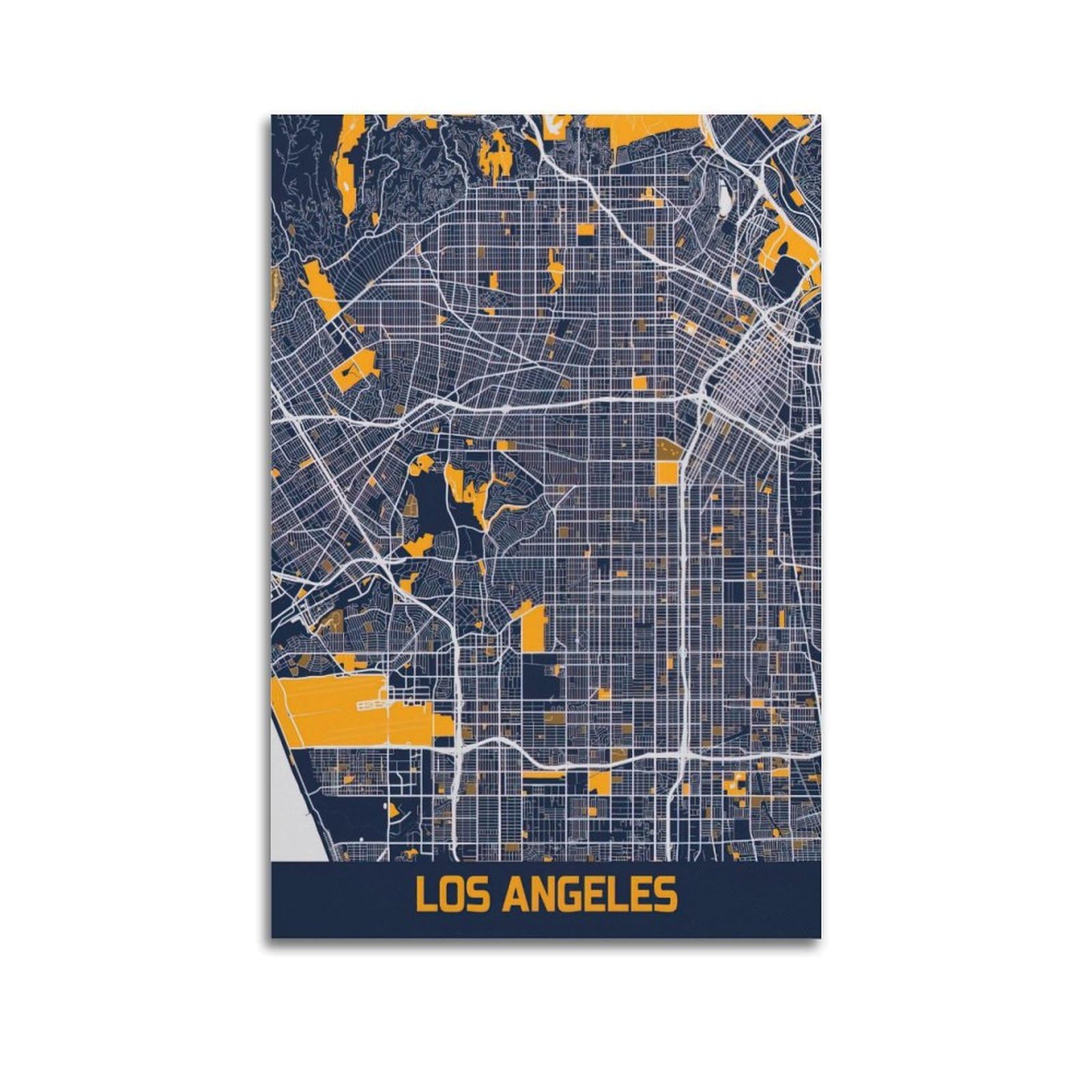 OKAHYS Map Poster Los Angeles, California, USA Decorative Painting Canvas Wall Artworks Picture 12x18inch(30x45cm)