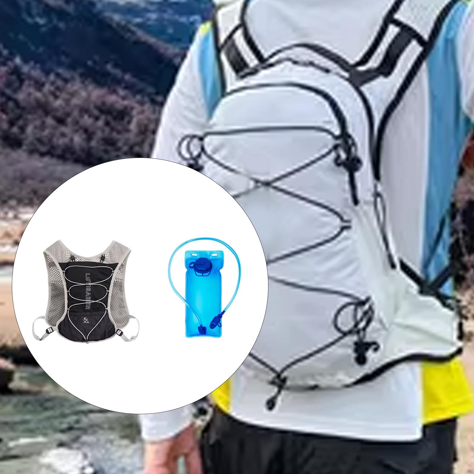 Hidratación Mochila para Carreras con Vejiga de Agua y de Correas Transpirables Diseñada para Bebidas Rápidas Adecuada para Corredores