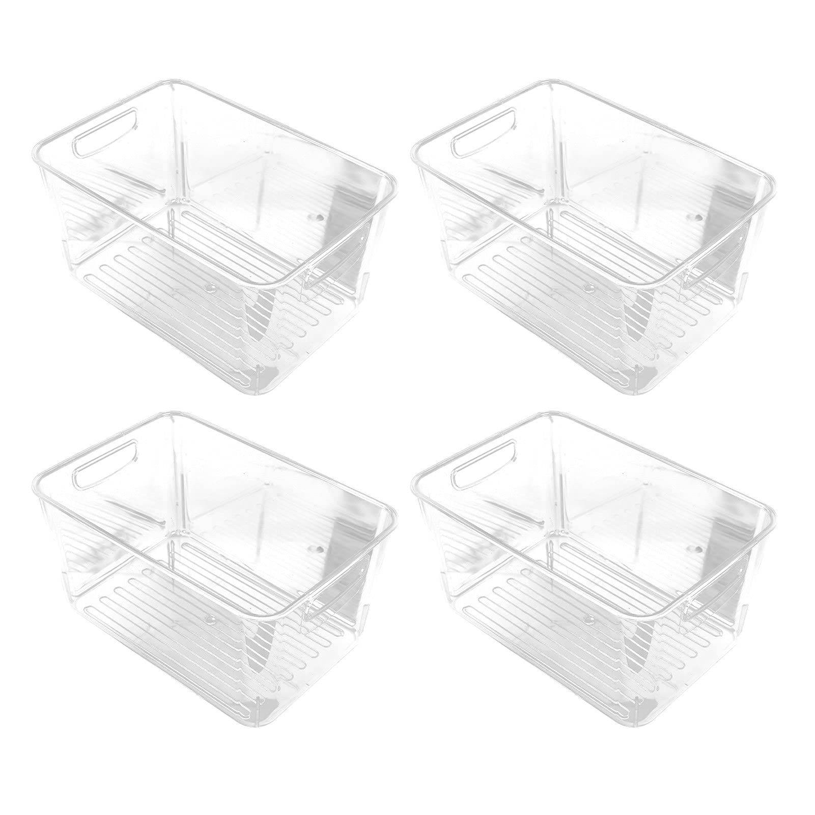 für Küchenorganisatoren, 4PCS Transparente Lagerbehälter für Kühlschrank und Schrank, Plastikkörbe mit Deckel für die Lagerung von Lebensmitteln, klare stapelbare Kisten