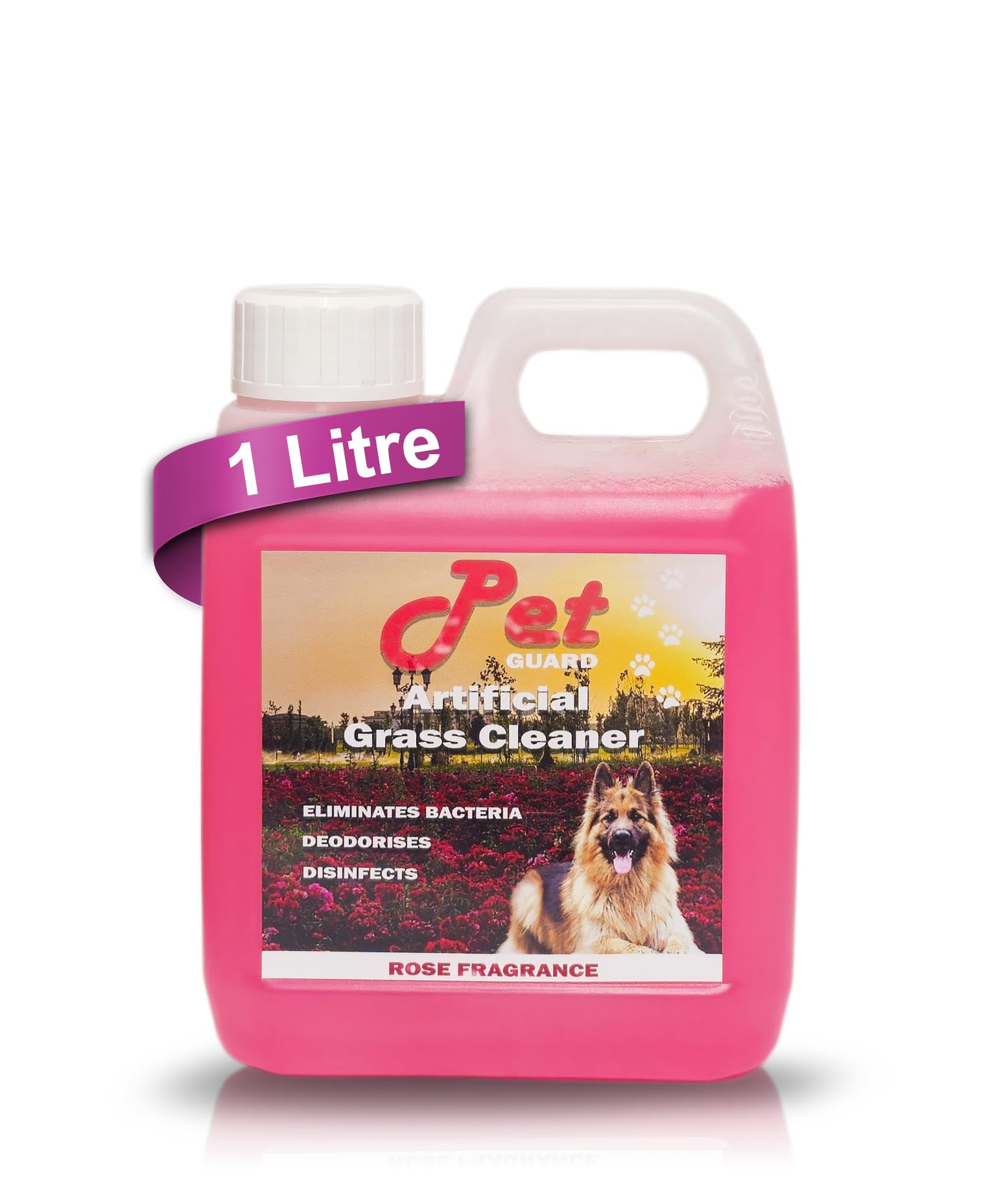 Pet Guard Artificial Grass Cleaner 1L Dog Safe Pet Eliminates Bacteria Deodorises Disinfects - Puppy Urine Cleaner & Odour Remover - Astro Turf Cleaner Dog Urine and Poop - Pet Friendly (Rose)