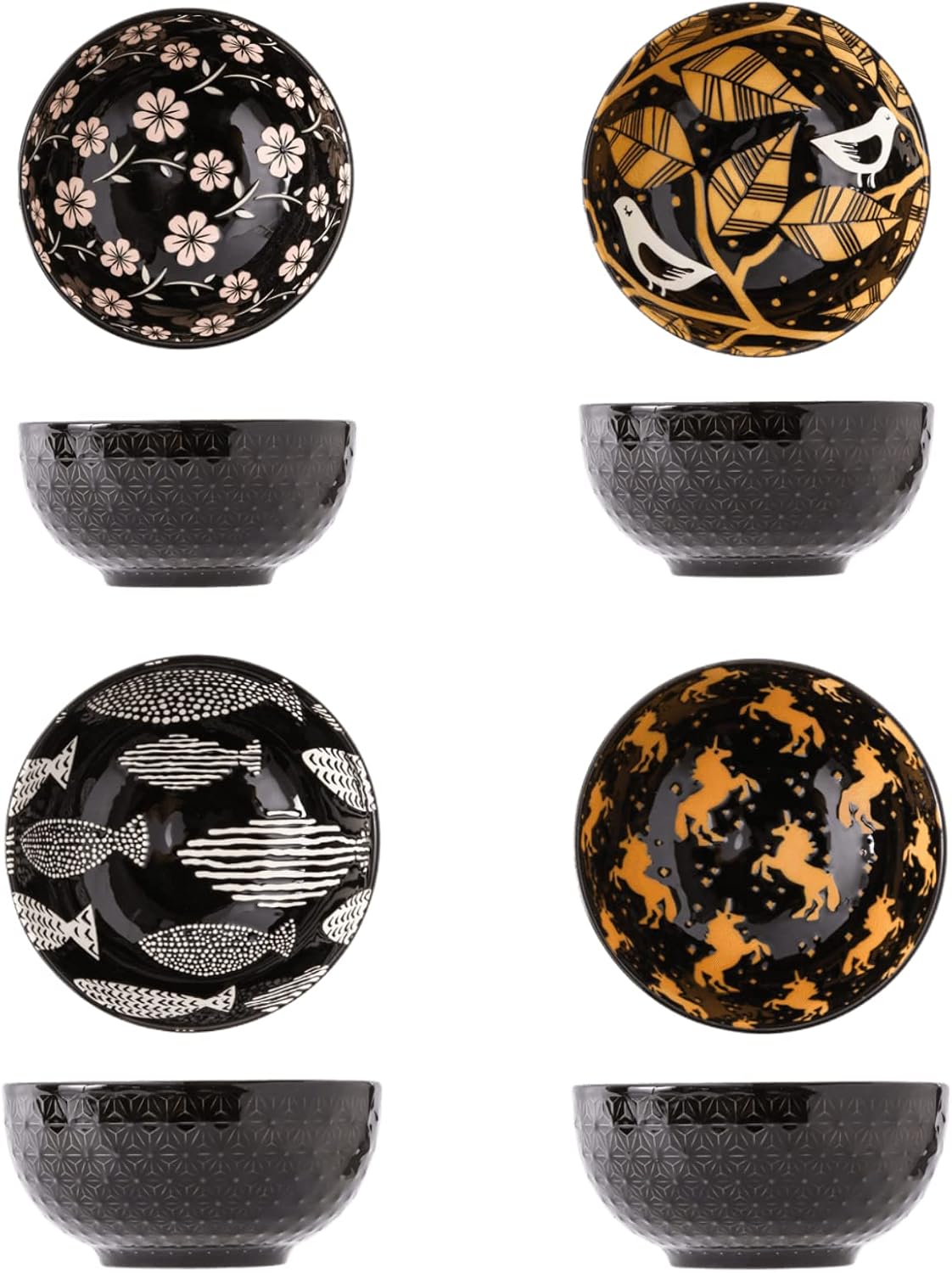 Set 6 Ciotole Cereali Palmanova 800ml Nero - Ciotole Moderne Opache Per Zuppe E Insalate