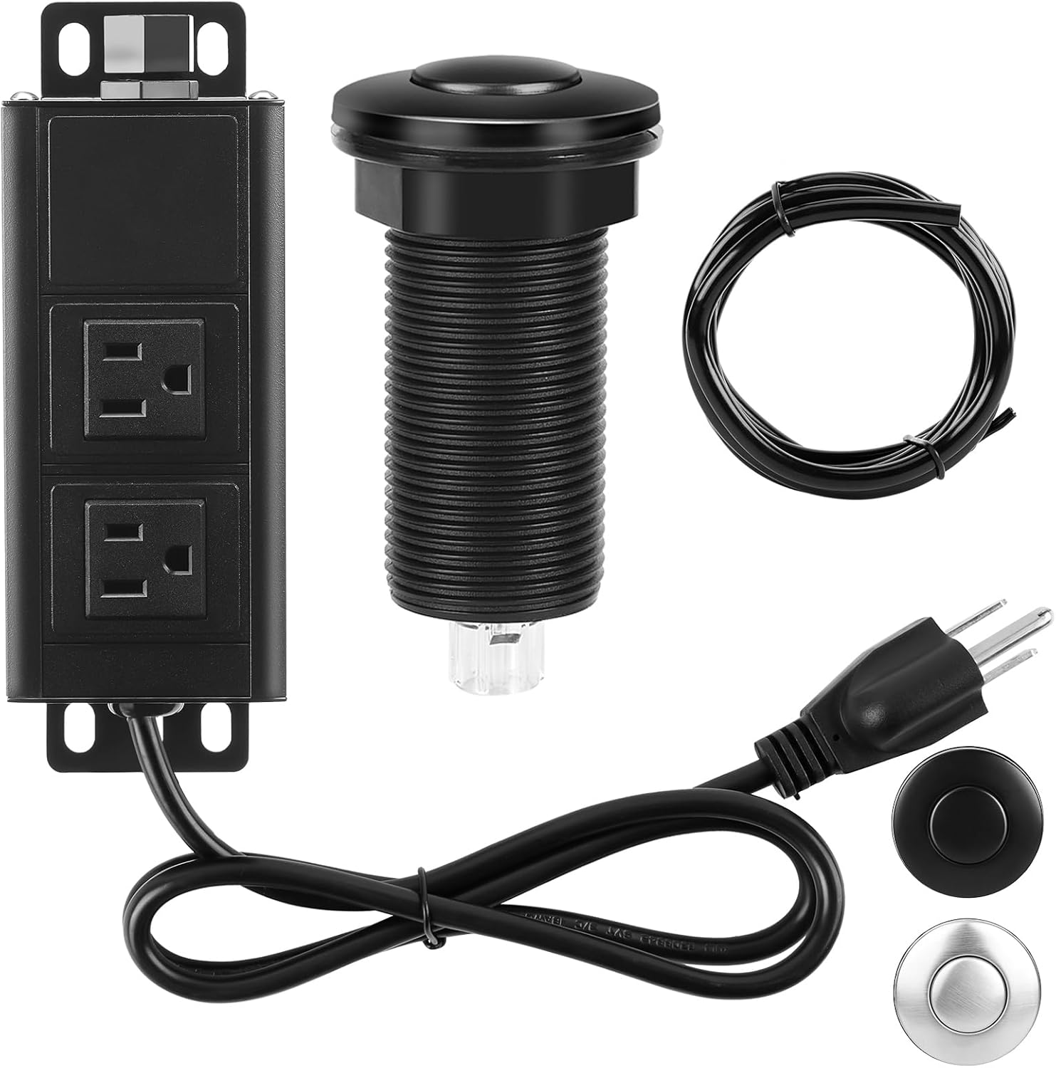 Air Switch Kit for Garbage Disposal, Sink Top Air Switch for Food Waste Disposal, 3.58” Extra Long Air Button (Brushed Stainless Steel)