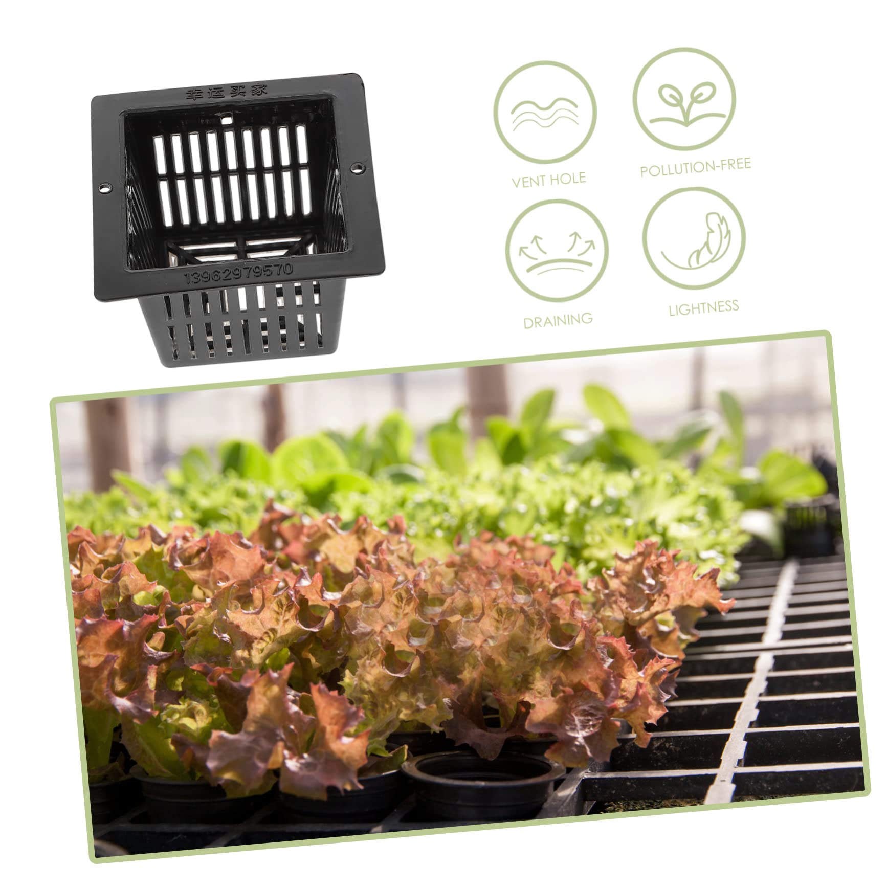 Yardenfun 10pcs Square Net Pot Green Planting Baskets for Hydroponic Root Tool Mini Square Planting Baskets Black