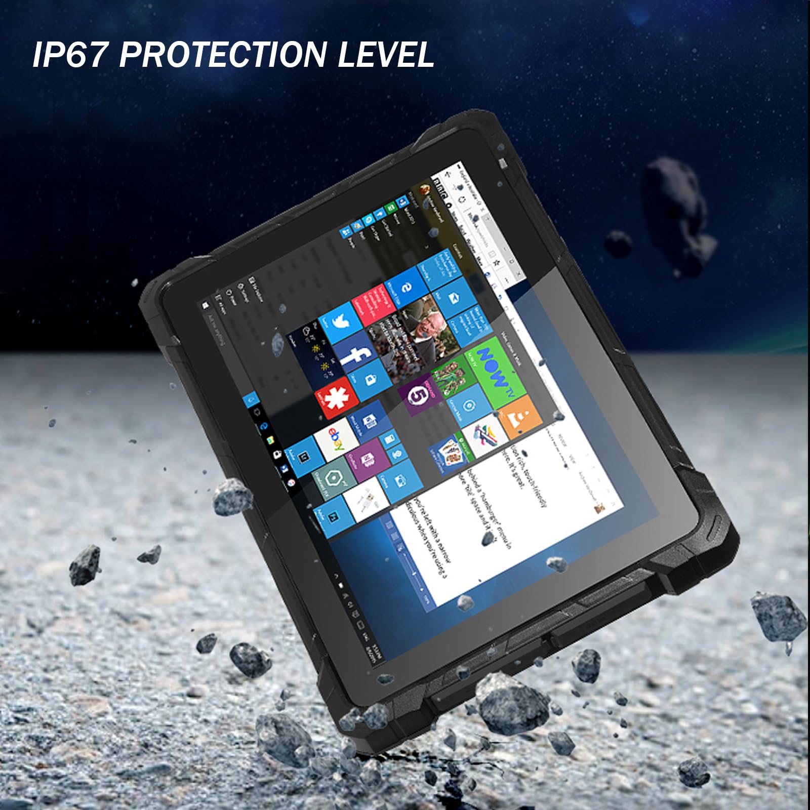RF7G Rugged Tablet PC 10.1" Win 11 Pro 8+128G, Intel N4120, Windows Tablet 16000mAh/3.8V Batteria, 800x1280 Pixel, IP67 Impermeabile, WiFi 5, BT 4.2 PC da Lavoro Esterno Industriale, Nero