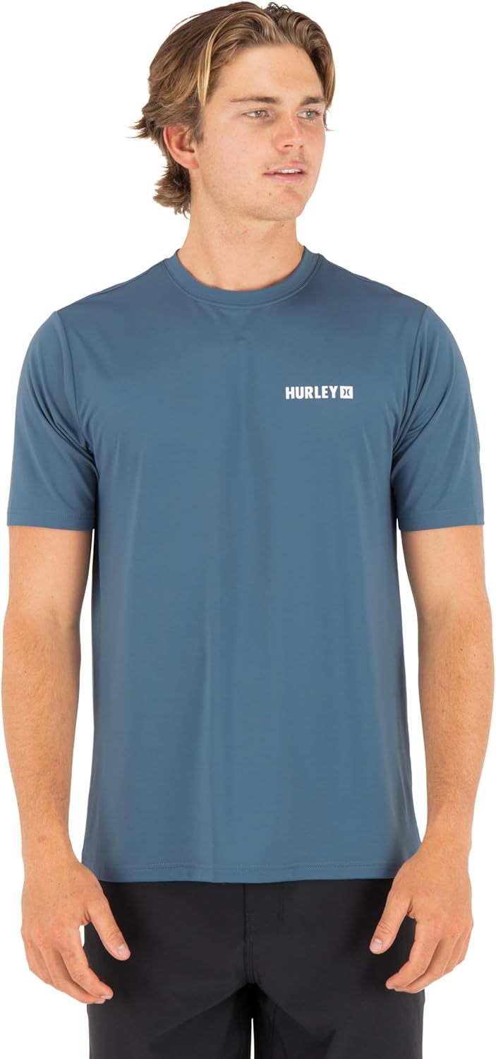 Hurley Men's Short Sleeve Hybrid UPF 50+ Shirt, Quick Dry Rashguard Swim Top