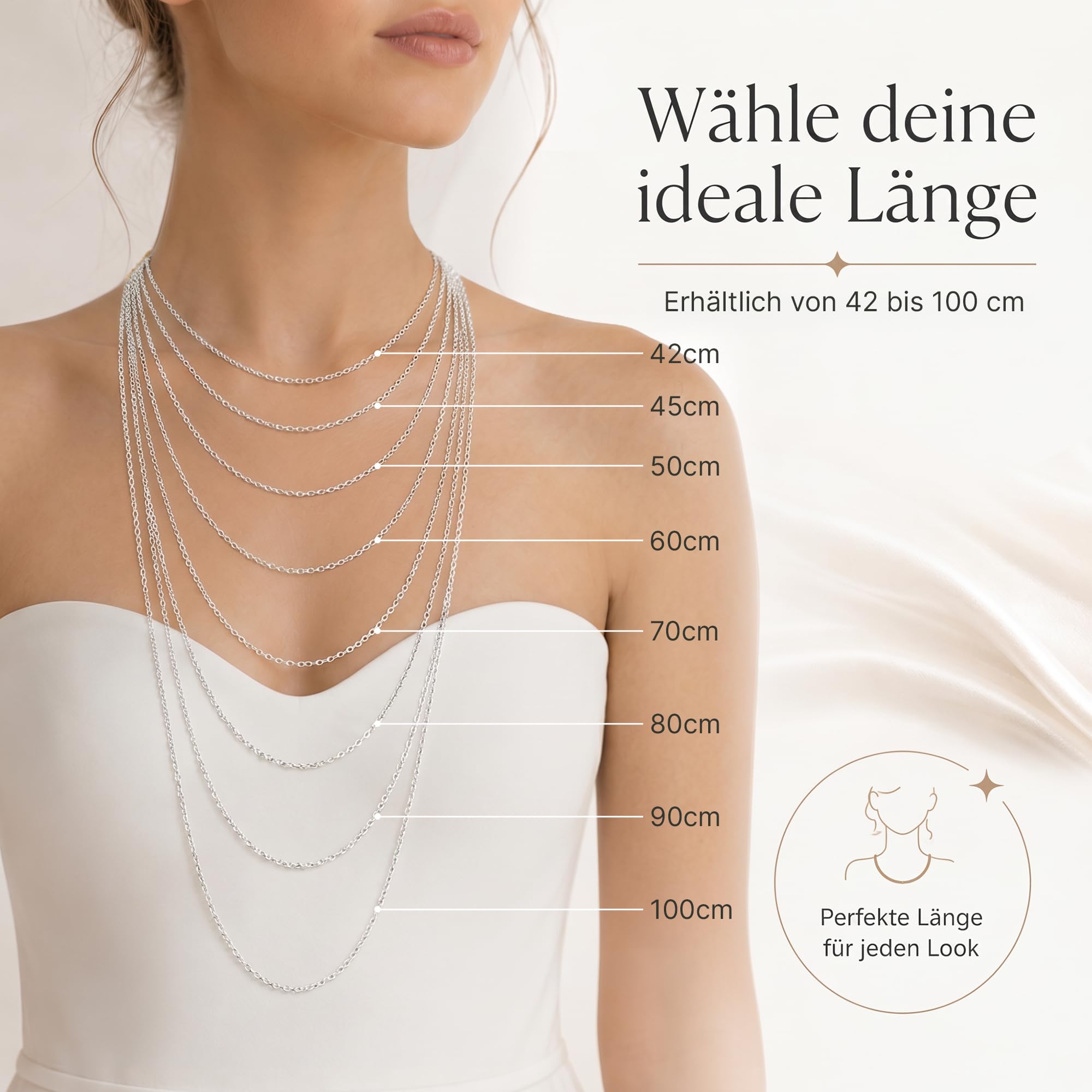 Ankerkette 925 Silber Kette Damen Halskette 2,7 mm 101032-0 | Silberkette etwas breitere Glieder in den Längen 42 45 50 60 70 80 90 100 cm verfügbar