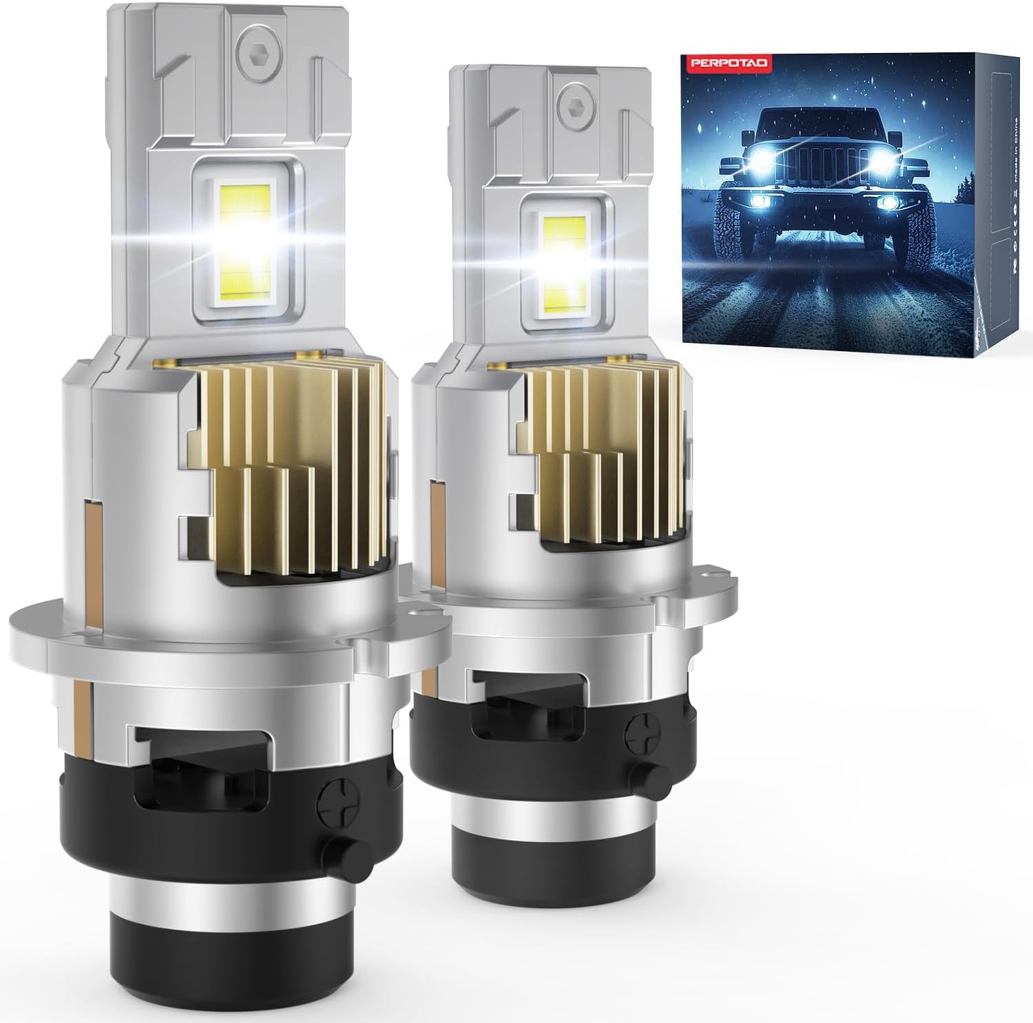 Upgraded D2S Bulb, 46,000LM, 800% Brightness D2R, 6,000K White, 10x Cooling, 1:1 Xenon Size, Fast Plug, Compatible 99.99%, 2-Pack