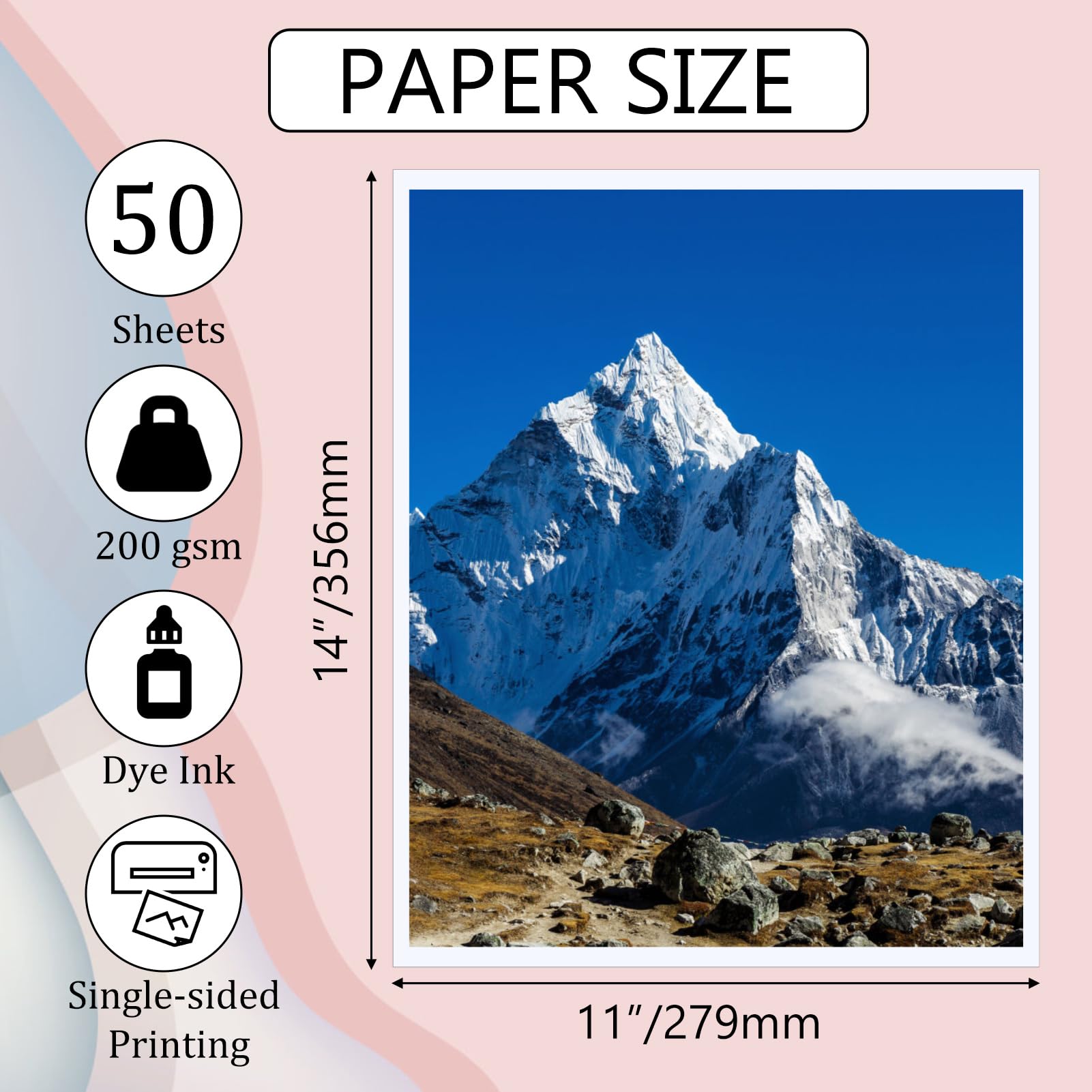 ZBEIVAN Glänzendes Fotopapier, 27,9 x 35,6 cm, 50 Blatt, 27,9 x 35,6 cm, Tintenstrahldruckerpapier, 200 g/m²