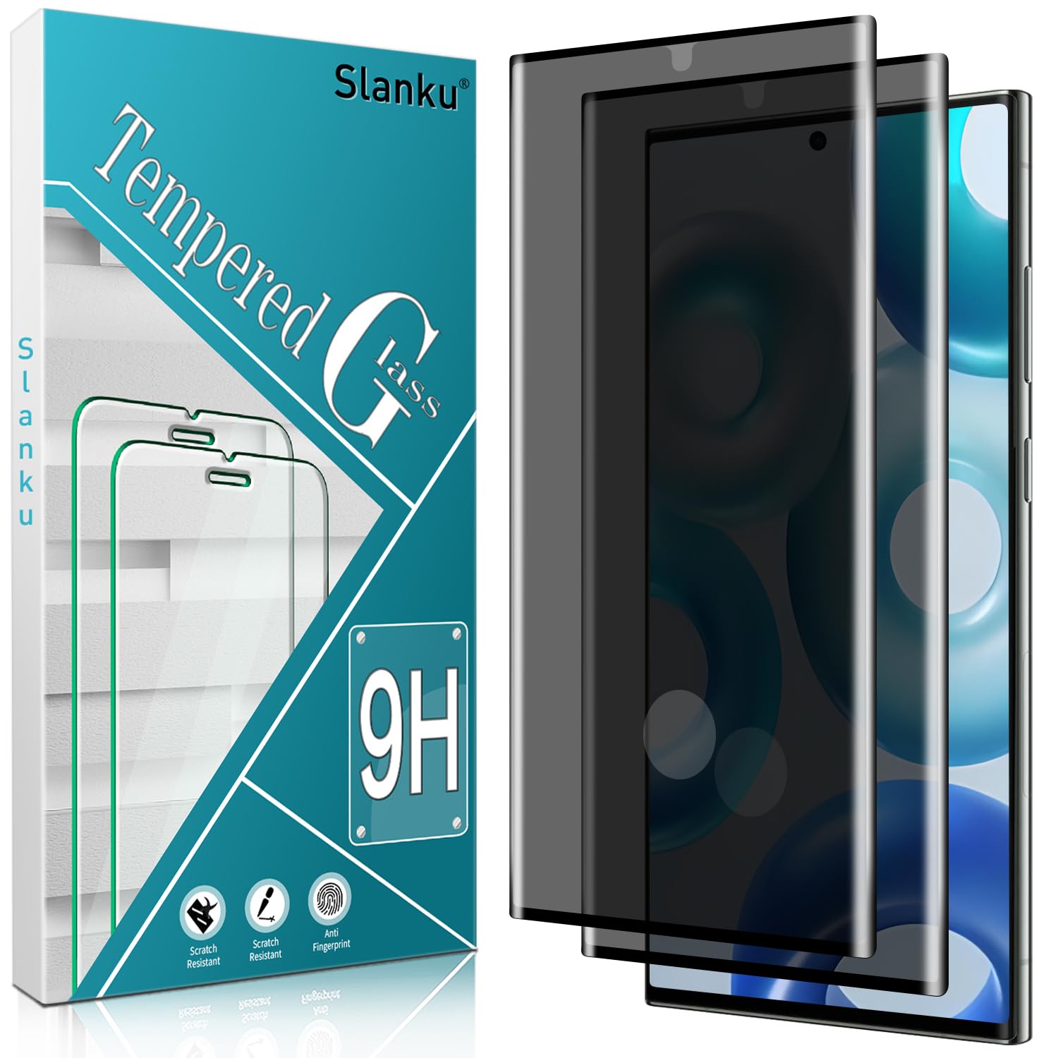 Photo 1 of Slanku 2 Pack Privacy Screen Protector for Samsung Galaxy S23 Ultra Tempered Glass, Anti Spy, 3D Curved Full Adhesive, Scratch Resistant, Case Friendly, Touch Sensitivity