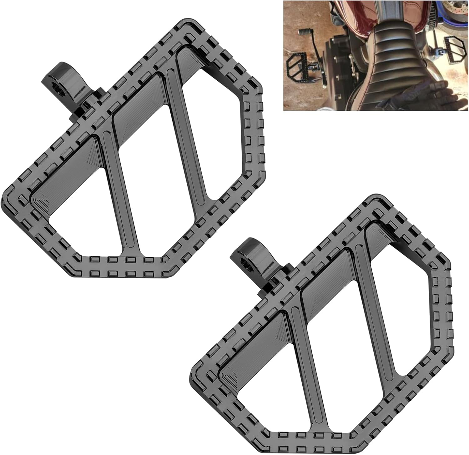 Motorcycle Mini Floorboards Riot Foot Pegs Male Mount Fit for Harley Dyna Fat Bob Touring Road King Street Glide Road Glide Electra Glide Sportster 883 XL Softail Street Bob Universal (Black)