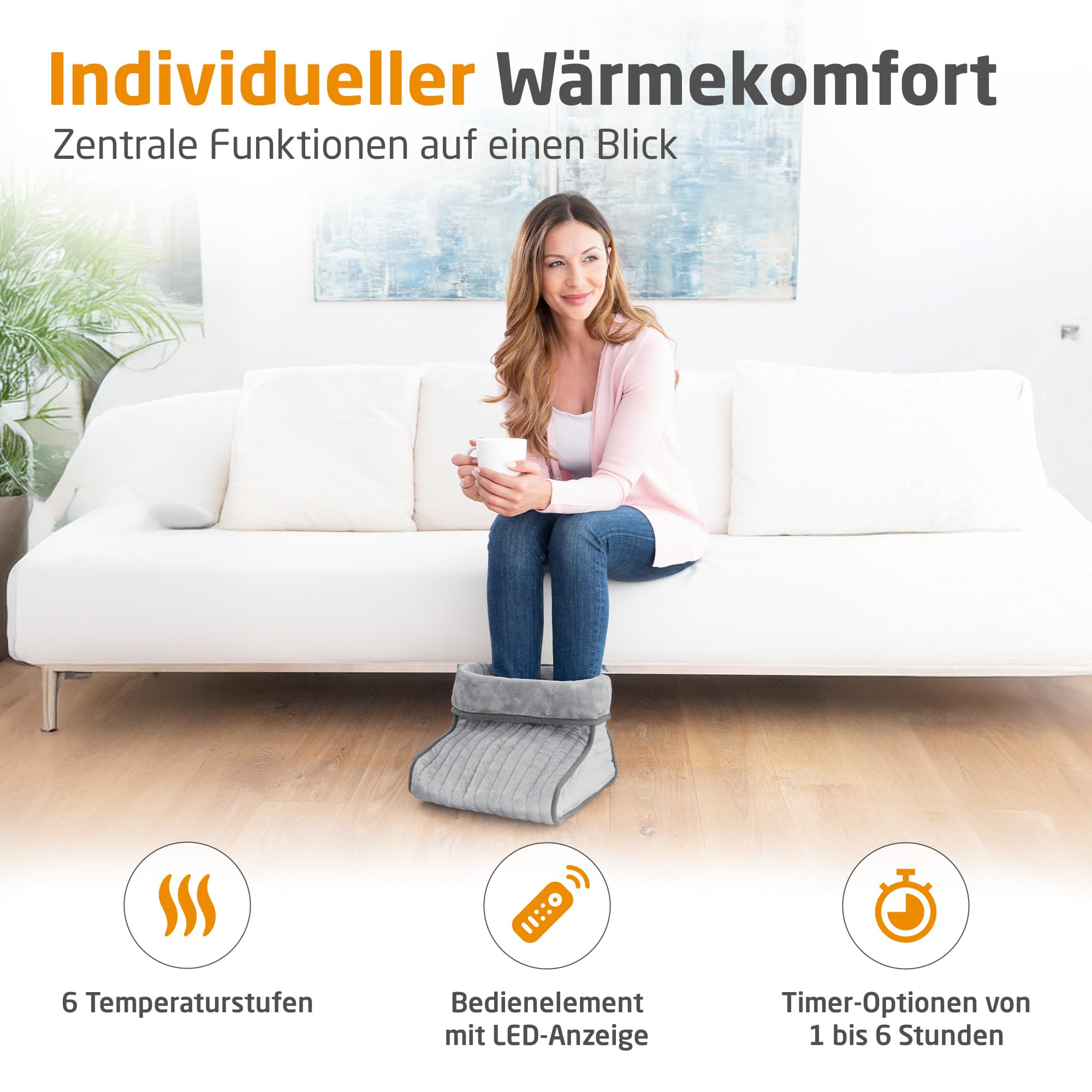 Medisana FWS Fußwärmer elektrisch, kuschelige Wärme für kalte Füße, waschbares Innenfutter, Zehenwärmer mit Abschaltautomatik und Überhitzungsschutz, bis Schuhgröße 46