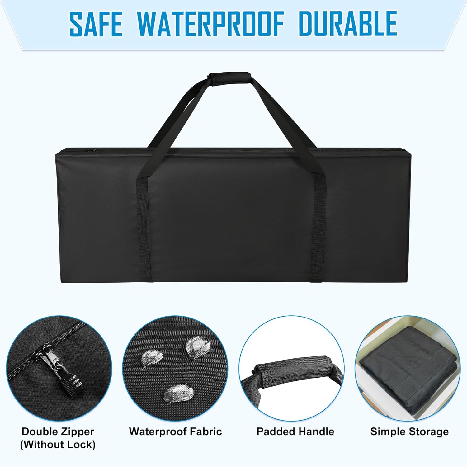 Extra Large Duffle Bag for Travel - 47Inch Storage Bag with 2-way Zippers for Men, 197L Big Foldable Carry Bag for Tent Camping Weekender Bag (47" Black) - Image 5