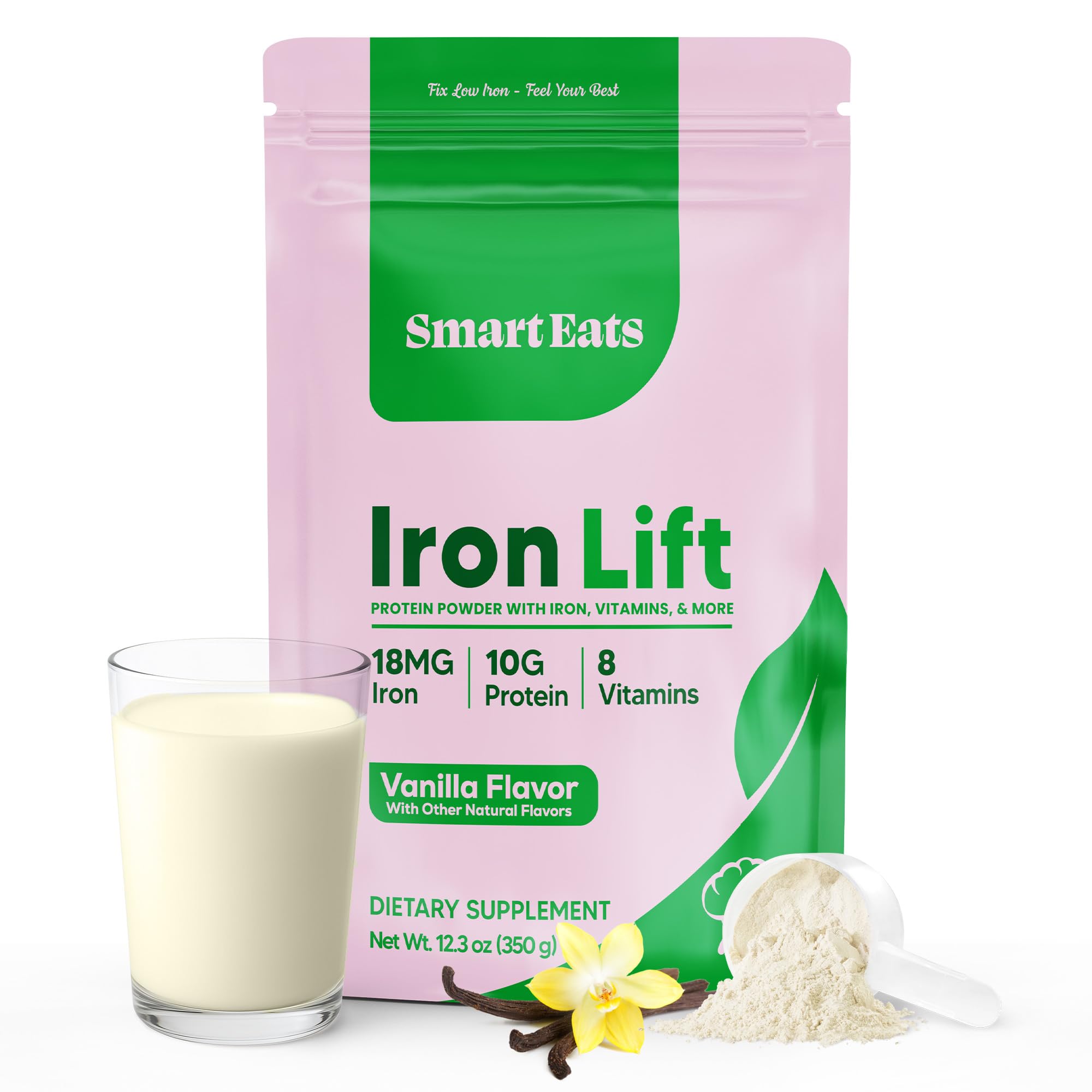 Smart Eats - Iron Powder | Highly Absorbed | Avoids Side Effects | Complete Nutrition: Protein, Vitamins, Fiber, Antioxidants | Makes Tasty Drinks & Shakes | Vegan | Vanilla Flavor | 15 Scoops