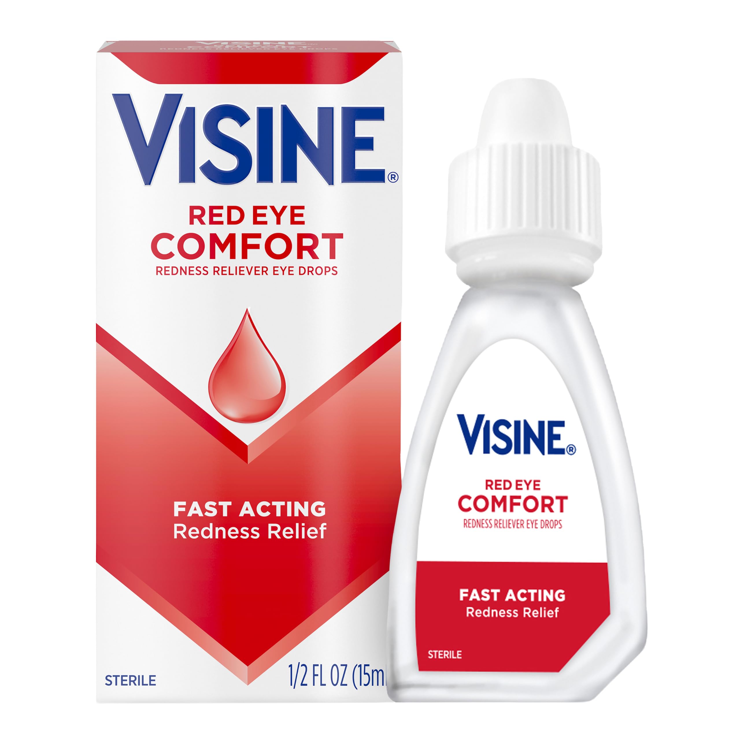 Visine Red Eye Comfort Redness Relief Eye Drops, 0.5 fl. oz | Works Fast, Immediate & Essential Relief, Refreshing Feel, For Minor Irritations & Computer Use