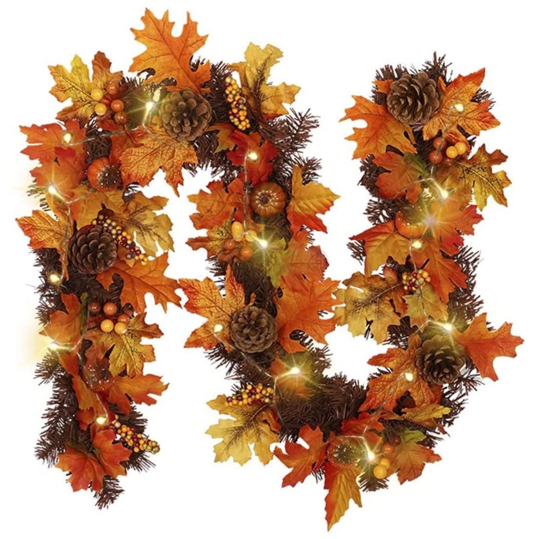 Guirlande d'automne citrouilles érable et baies pour décoration de table Thanksgiving