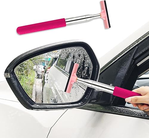 Escobilla para espejo lateral de automóvil, limpiador telescópico retráctil, herramienta de limpieza antivaho y agua para clima lluvioso y brumoso,