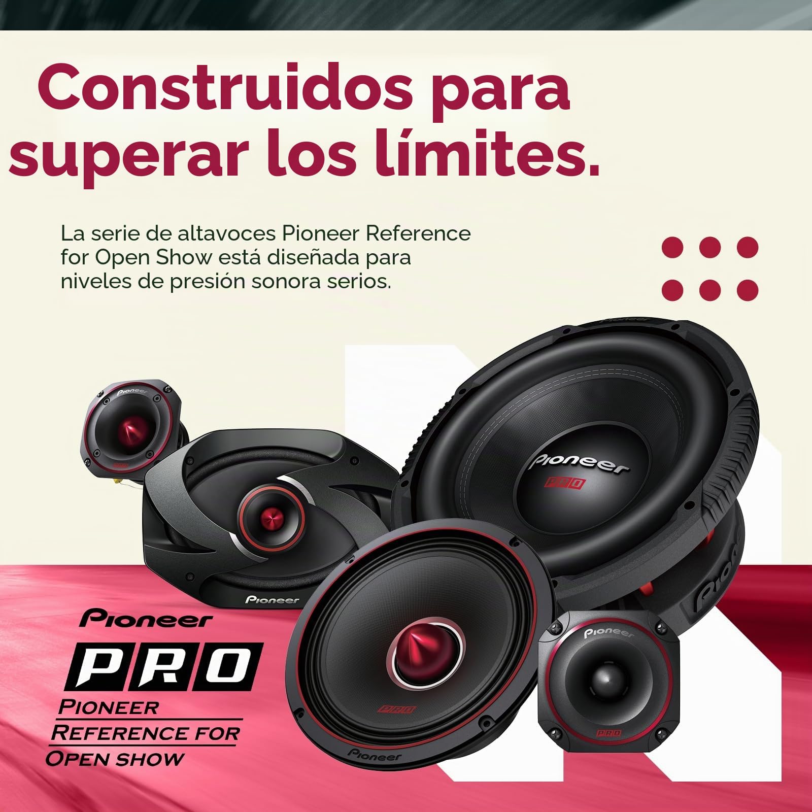 PIONEER TS-M801PRO P.R.O. Series 8 Pulgadas 700 W Potencia máxima, Cono de Pulpa mezclada, Controlador de Graves Medios de Alta eficiencia - Altavoz componente Serie Pro (par) | Perfecto para construcciones de alto nivel SPL y audio de coche de nivel prof