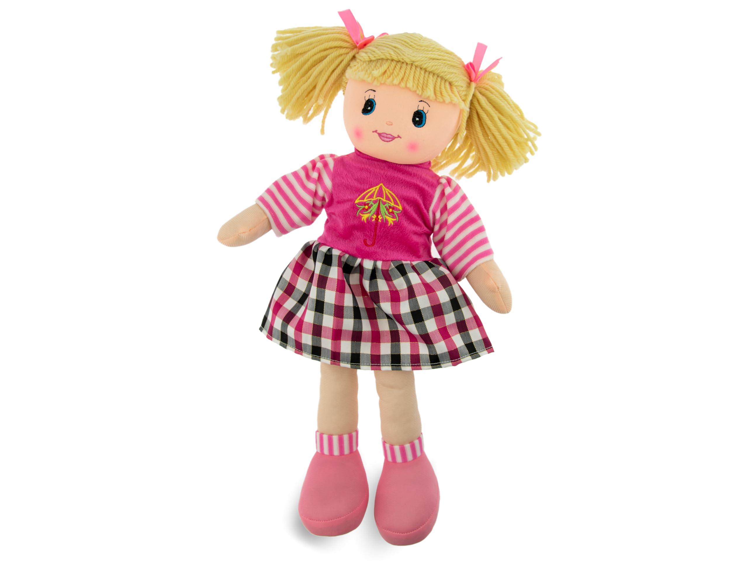 Teorema Giocattoli, Carlotta Rag Doll, Bambola di Pezza Morbida Alta 50 cm, Bambola di Stoffa per Bambini, Prima Bambola Compagna di Nanna, Modelli Assortiti (1 pezzo) +18 Mesi
