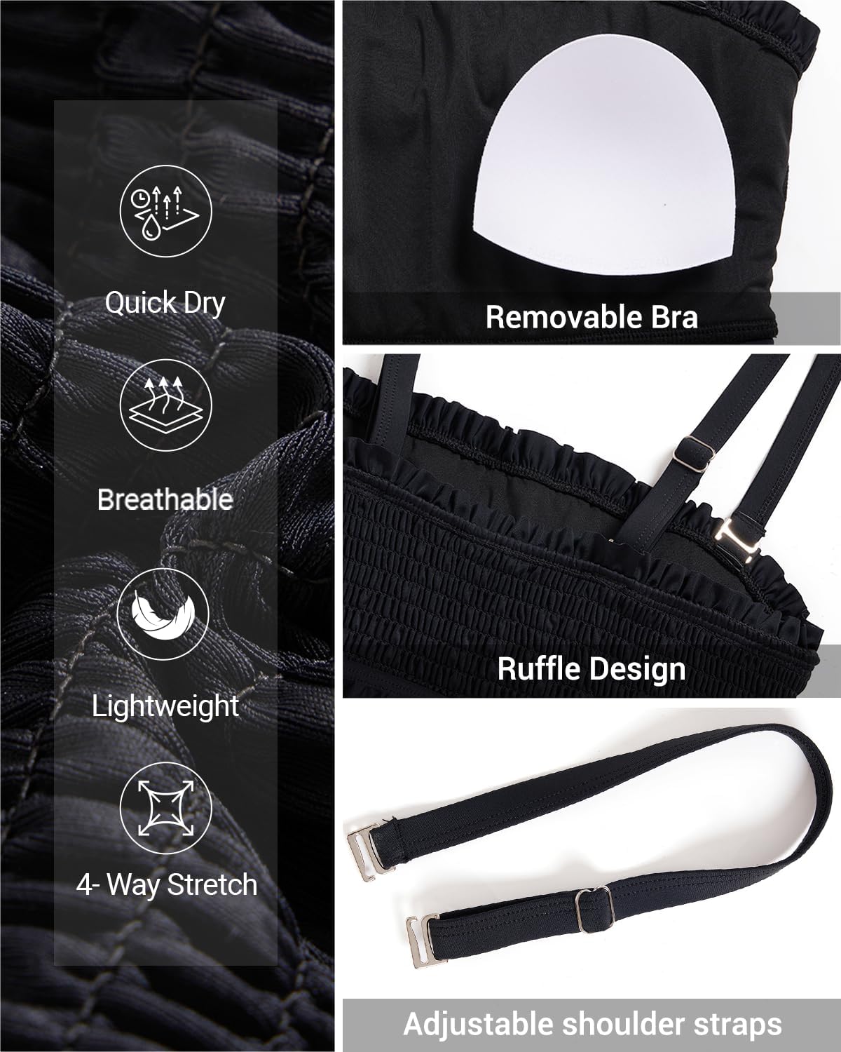 Tankini Swim Tops for Women - Bathing Suit Top No Bottom 2025 Bandeau Swimsuit Tops - Image 6