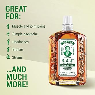 Wong to Yick - Wood Lock Medicated Oil - Herbal Pain Relief for Muscular Aches, Sprains, Shoulder and Back Pain - for Sports Recovery, Soreness - 1.7 Fl Oz - 50 ML (1 Pack) 100% Authentic